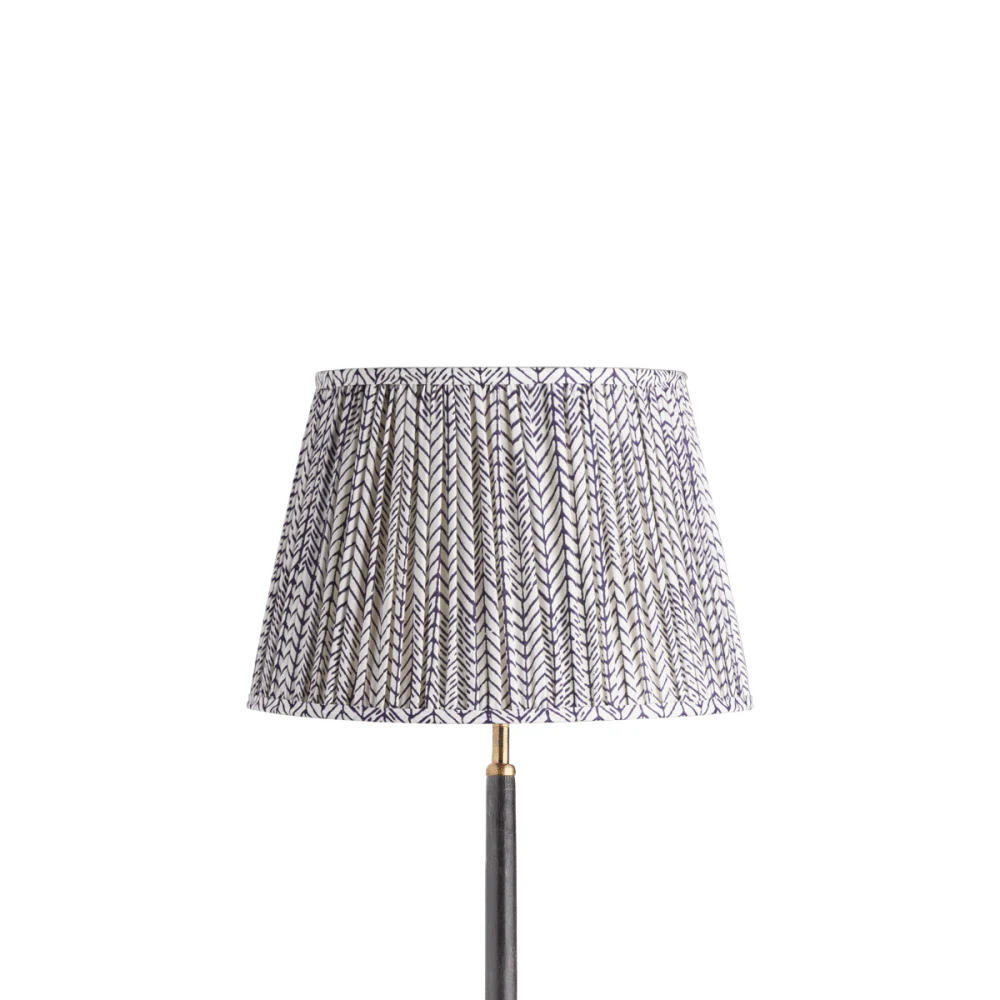 35cm straight empire shade in navy & white wonky chev block printed cotton