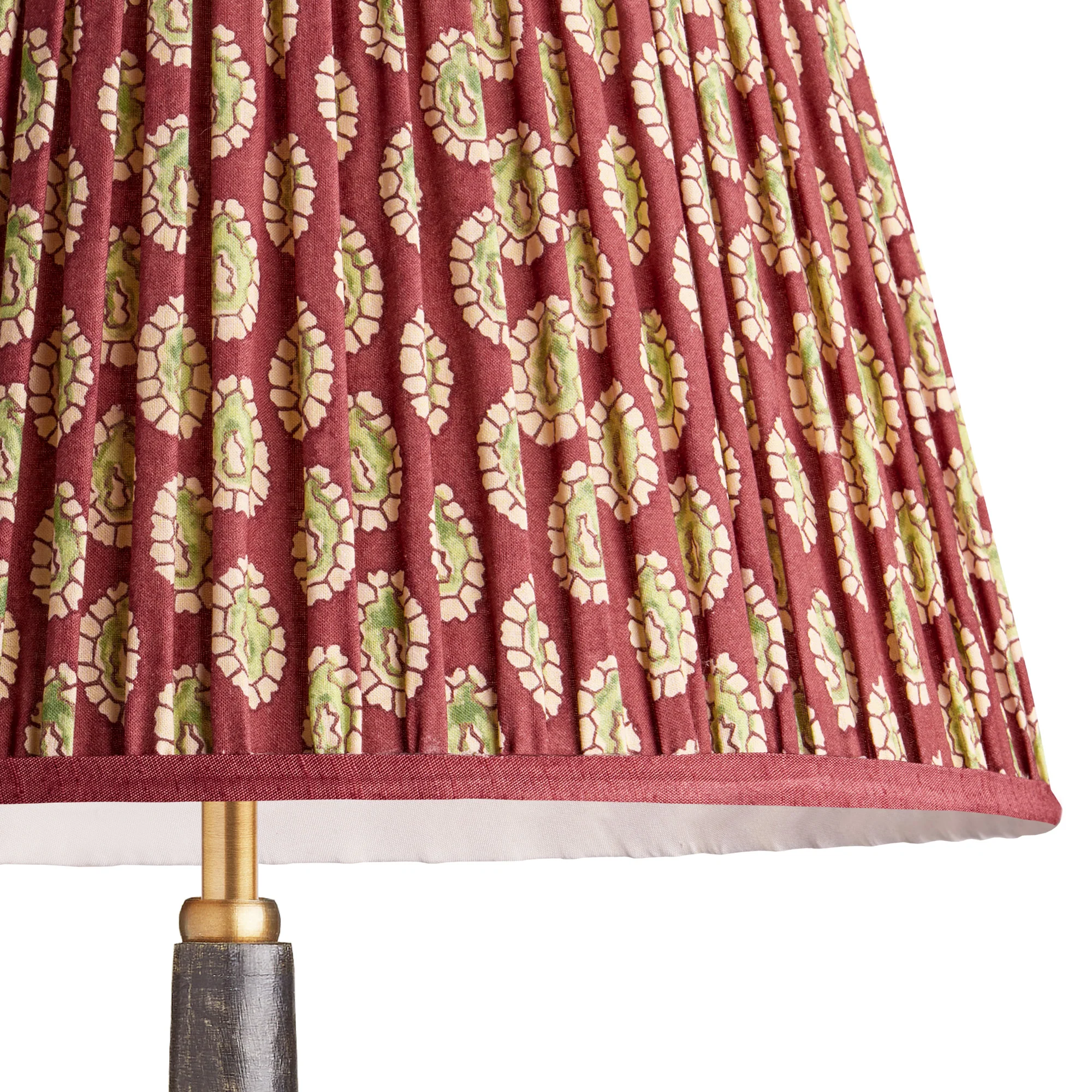 35cm straight empire shade in oxblood block printed Dotty gathered cotton by GP & J Baker - Image 2