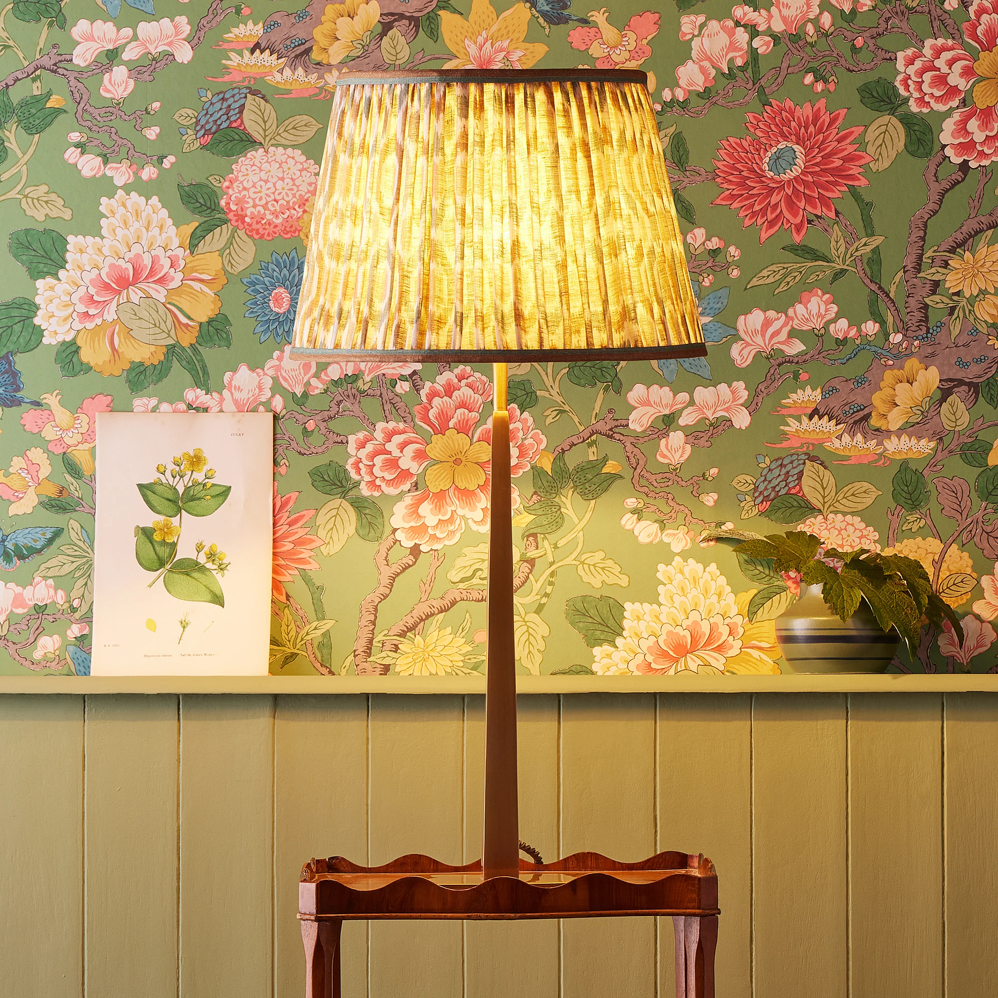 35cm straight empire shade in teal and brown Small Ikat Spot linen by GP & J Baker - Image 6