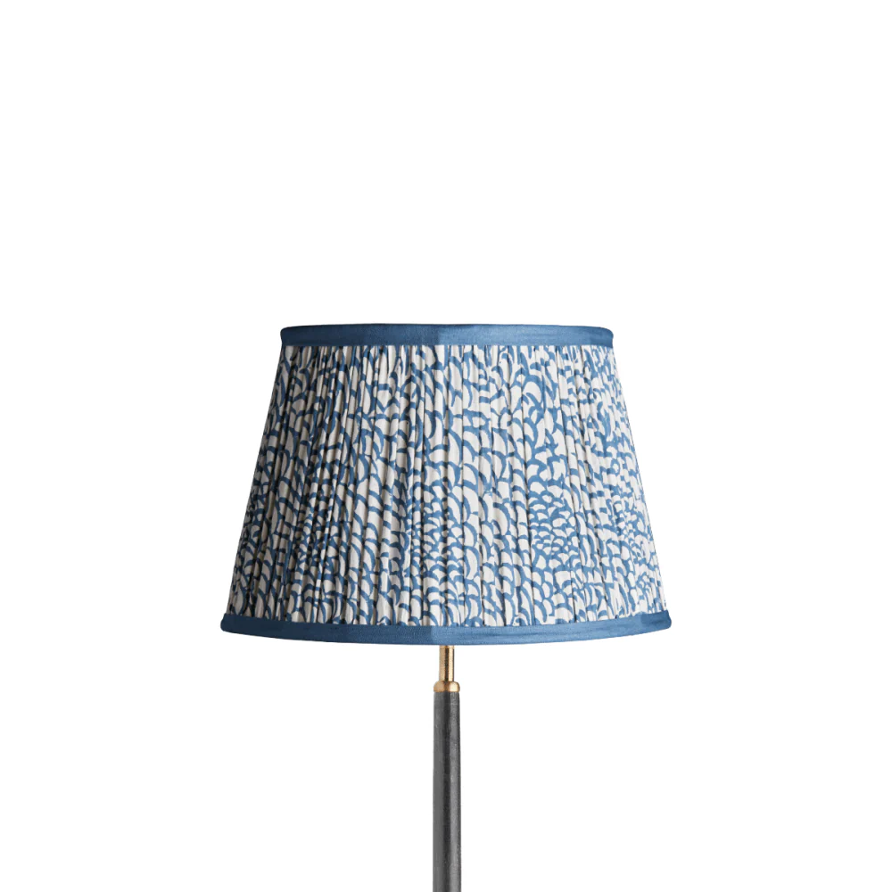 35cm straight empire shade in Turkish blue fish scales with blue tape