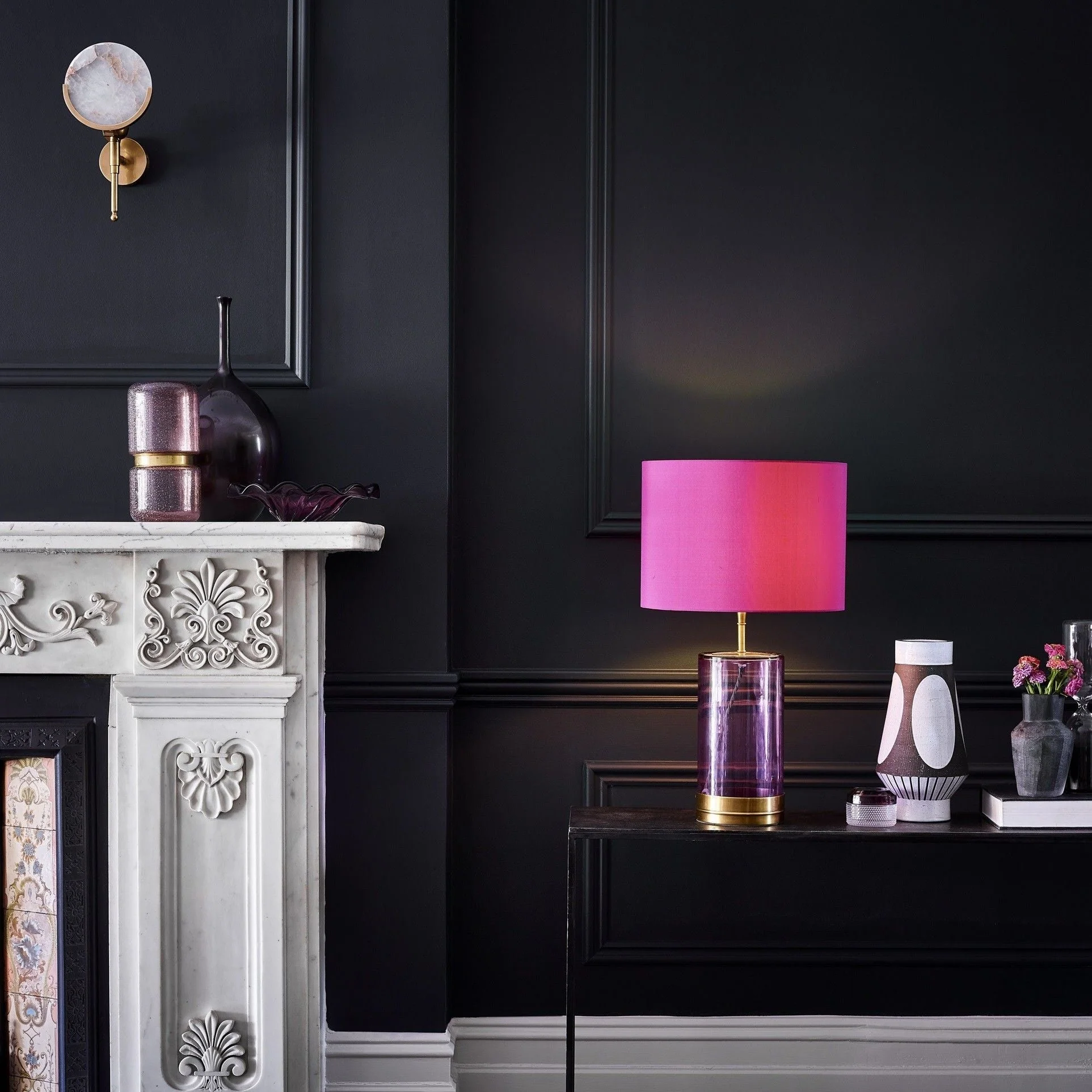 35cm drum lampshade in fuchsia dupion silk - Image 4