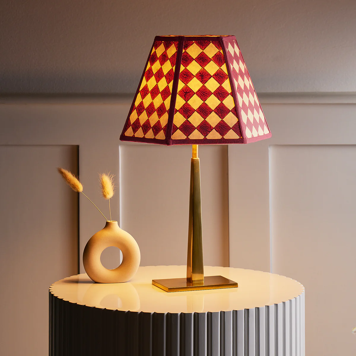 40cm Milford check hexagon shade in raspberry - Image 6