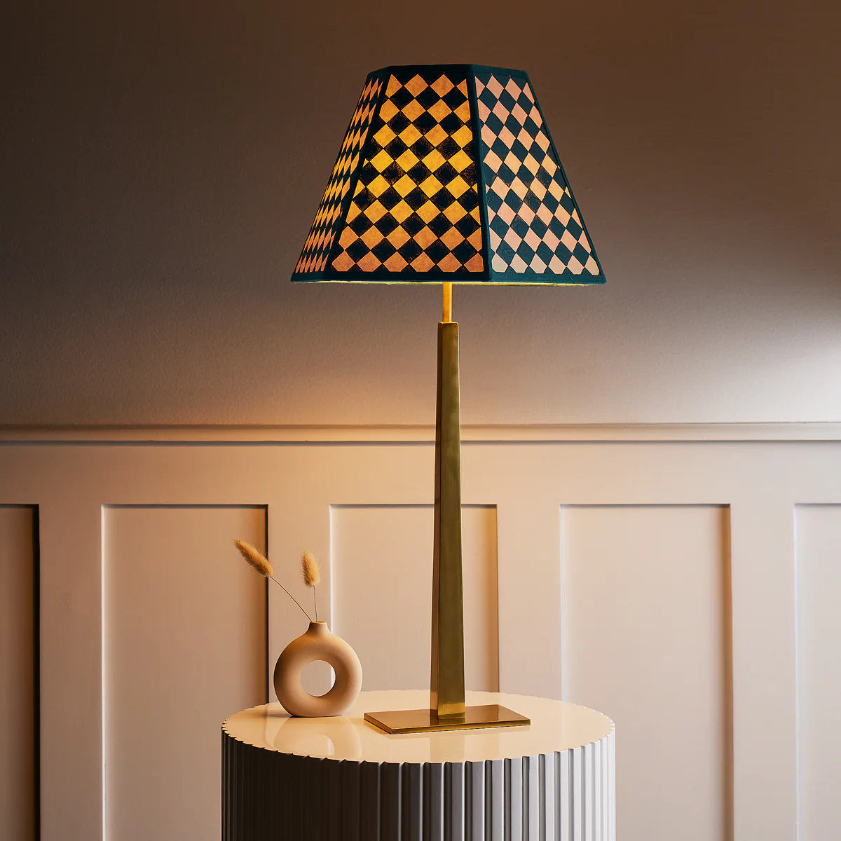 40cm Milford check hexagon shade in seafoam - Image 6