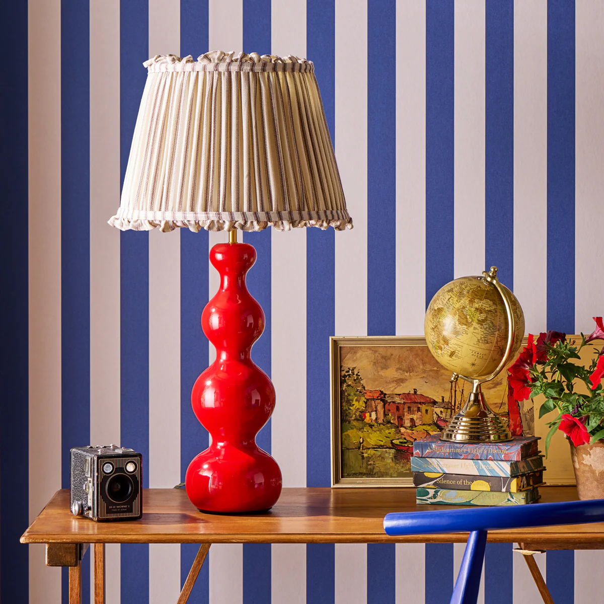 40cm straight empire bloomer shade in rust ticking linen - Image 5