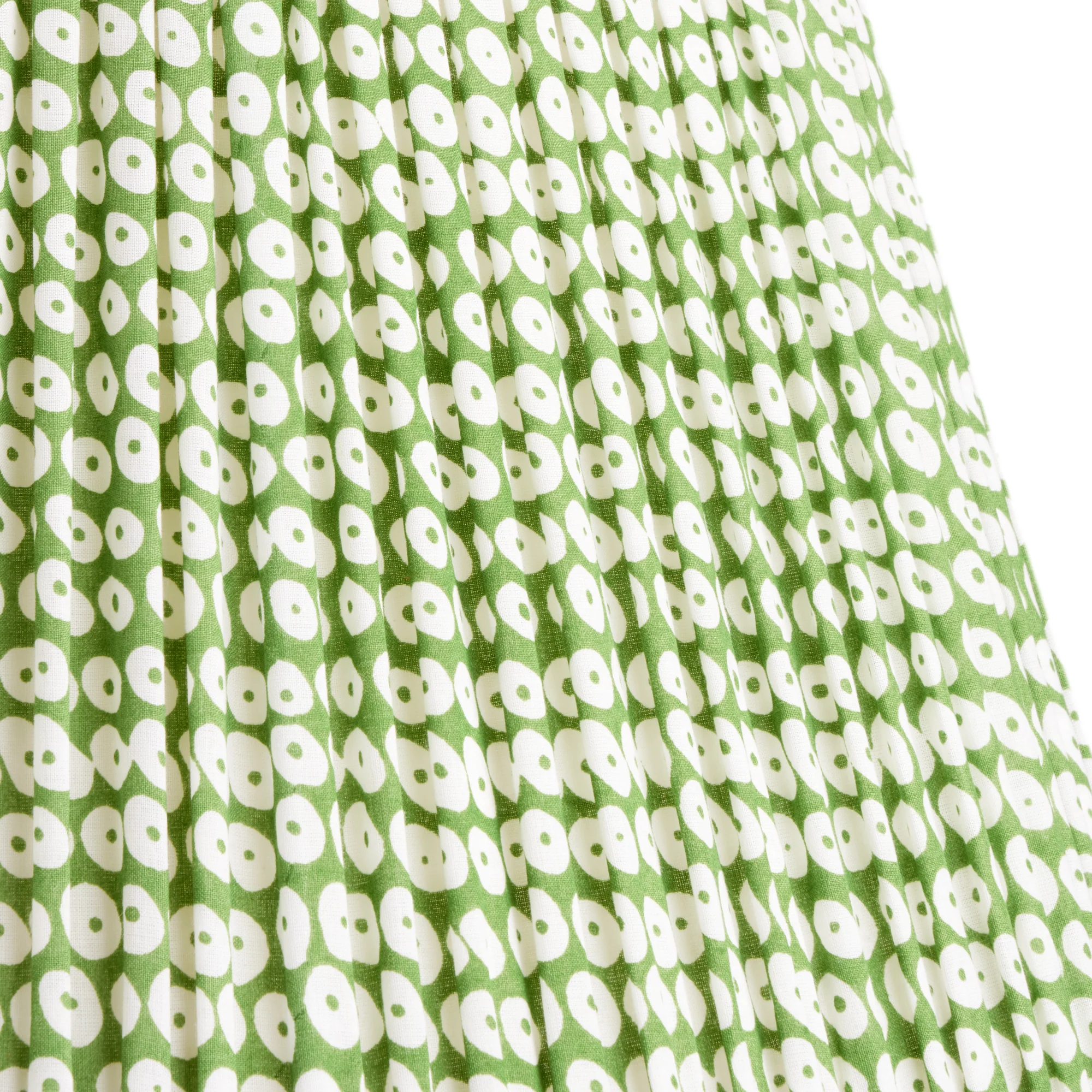 40cm straight empire gathered lampshade in green block printed cotton