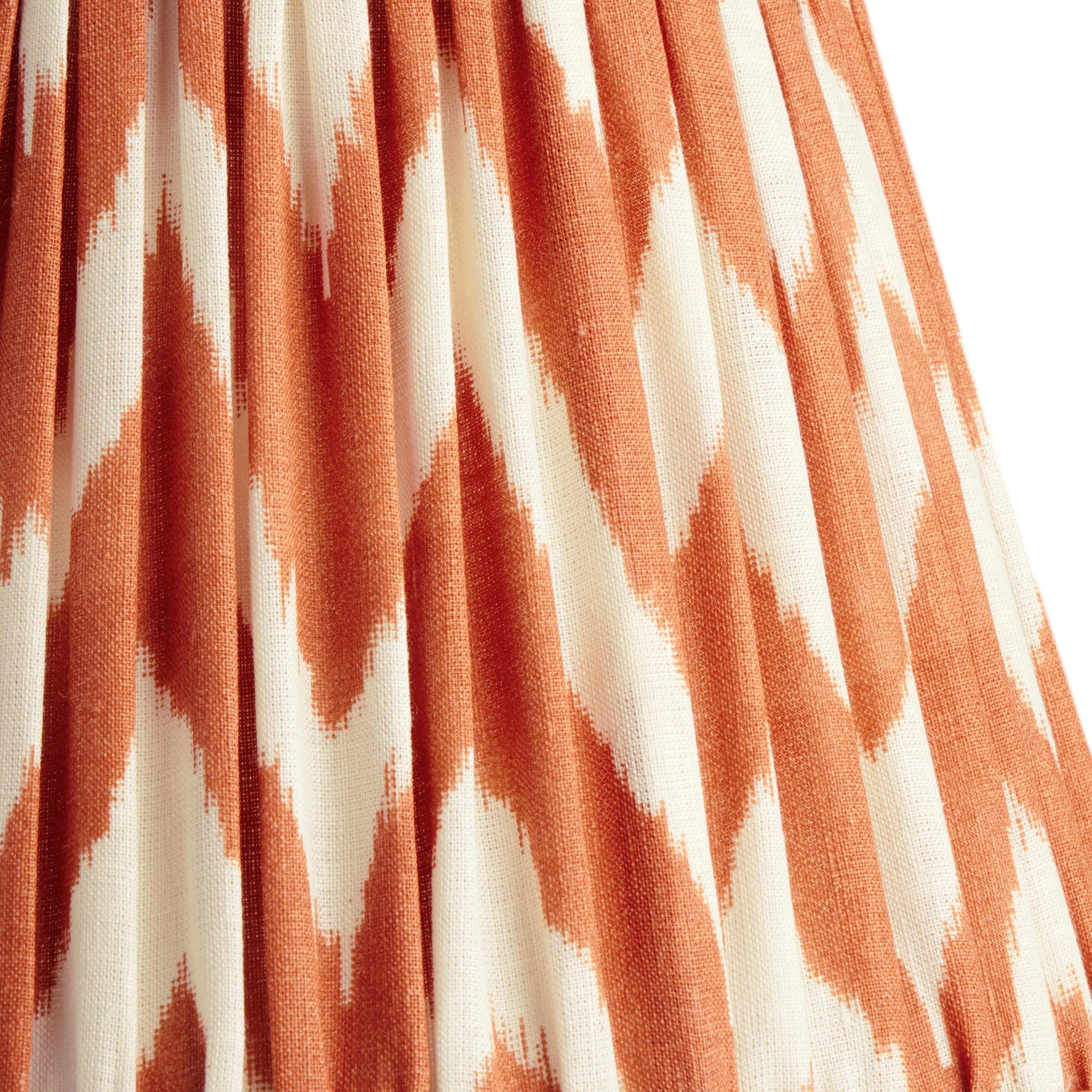 40cm straight empire gathered lampshade in orange printed linen ikat