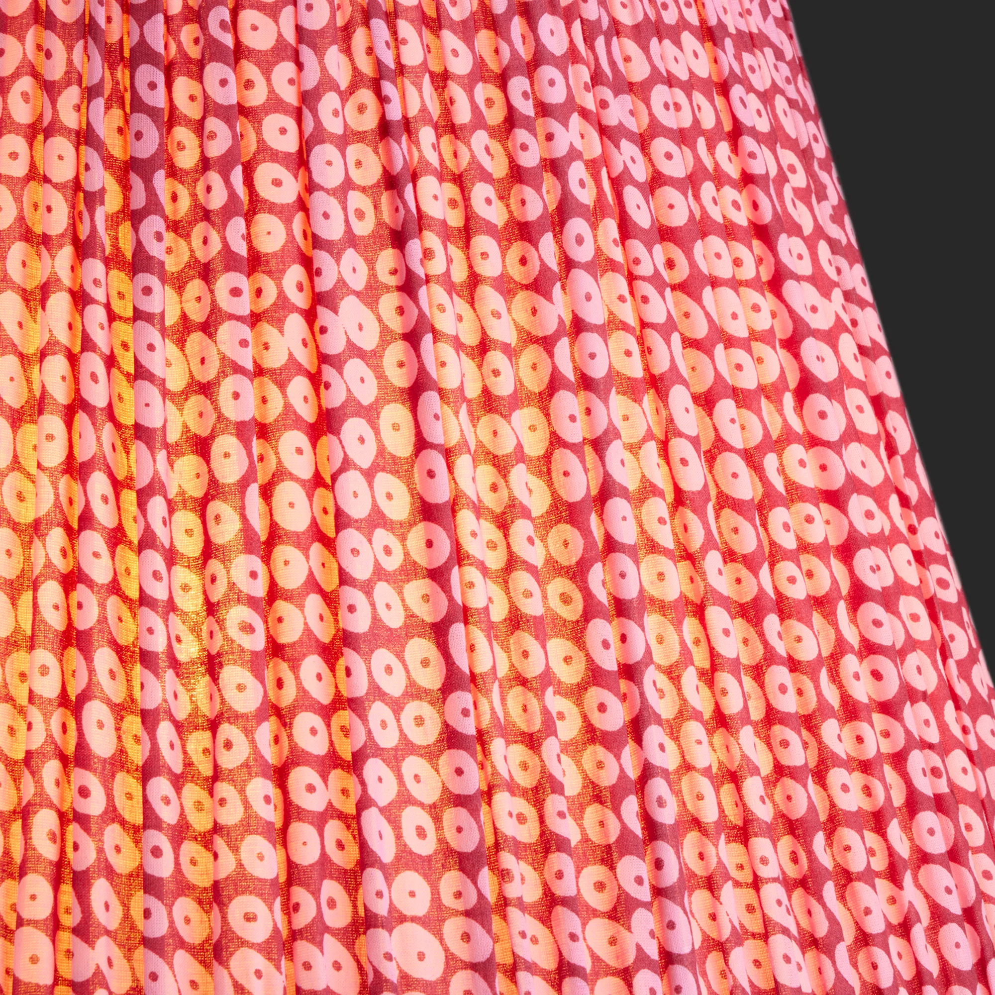 40cm straight empire gathered lampshade in pink block printed cotton - Image 3