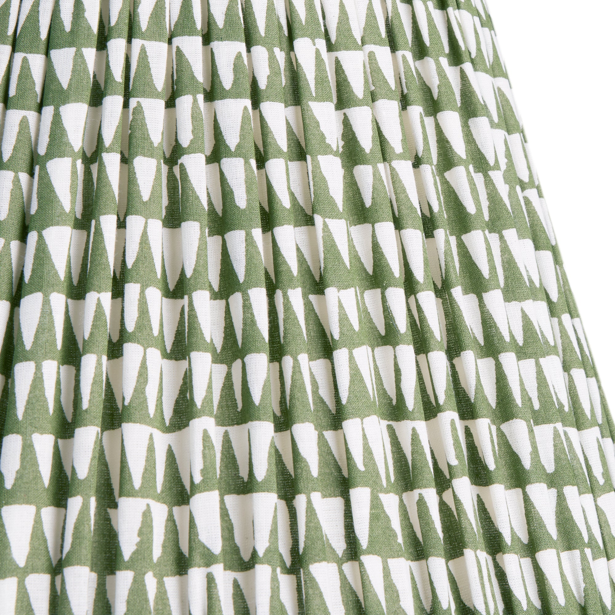 40cm straight empire lampshade in savannah block printed cotton in green
