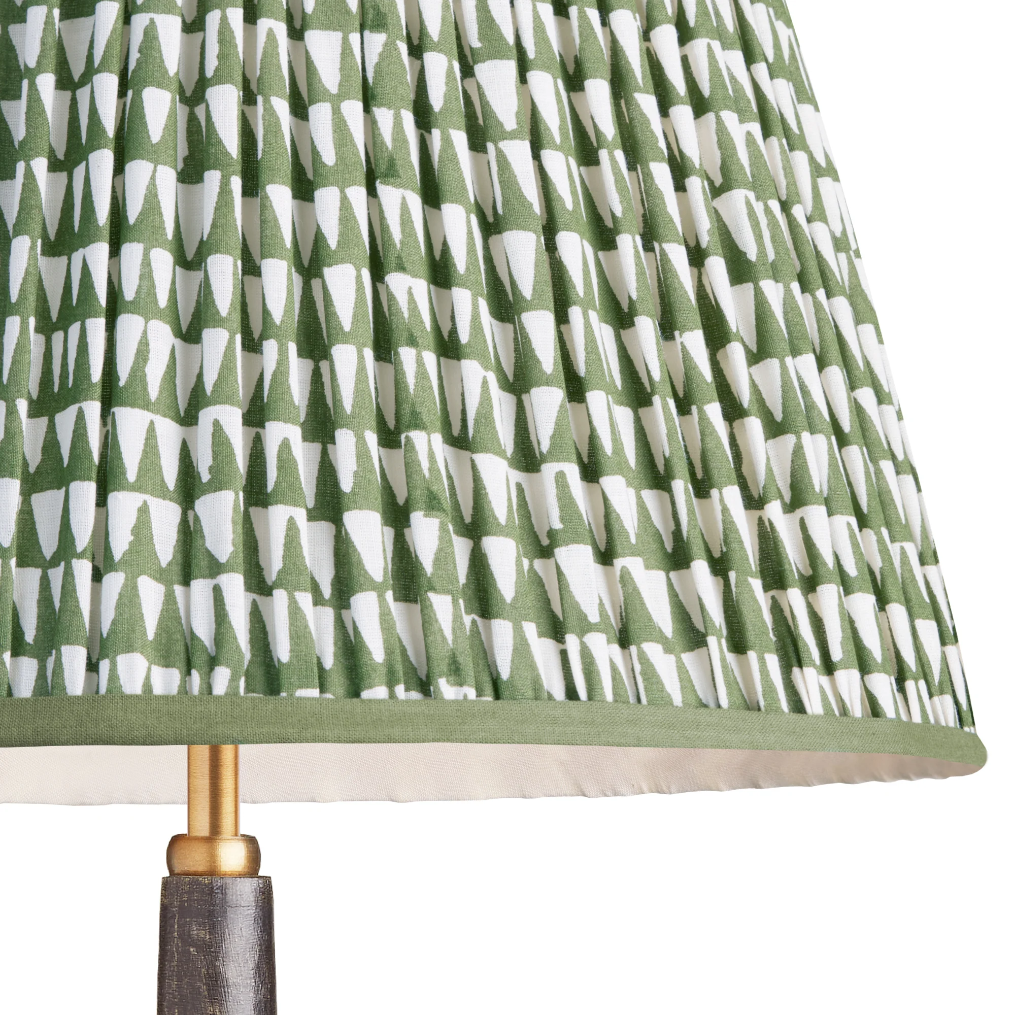40cm straight empire lampshade in savannah block printed cotton in green - Image 2