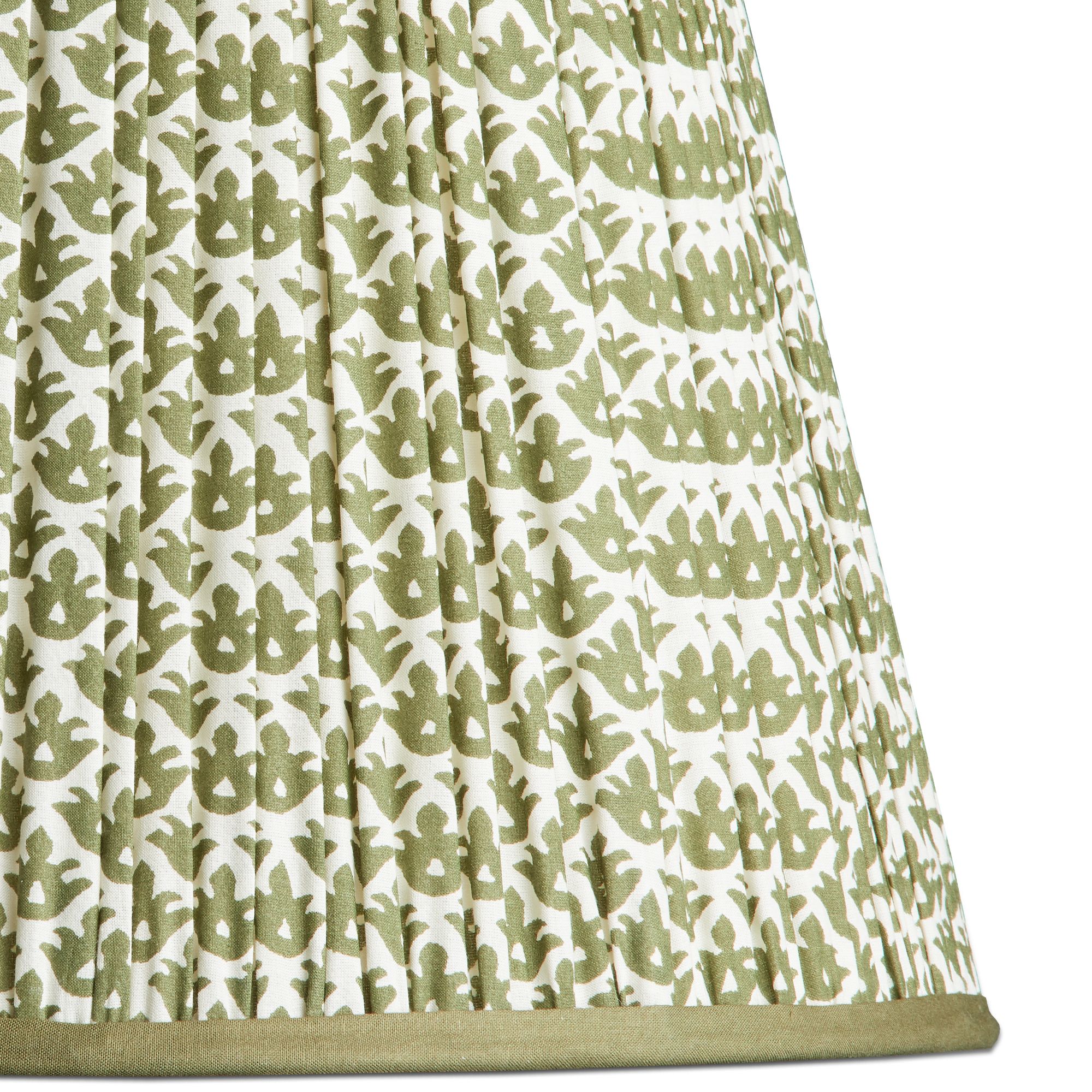 40cm straight empire lampshade in temple green block printed cotton - Image 3