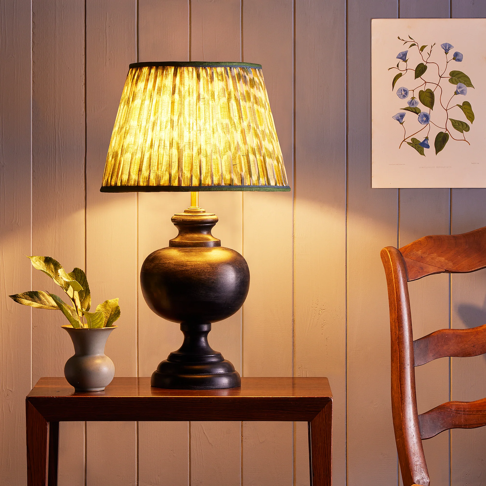 40cm straight empire shade in blue and green Small Ikat Spot linen by GP & J Baker - Image 6