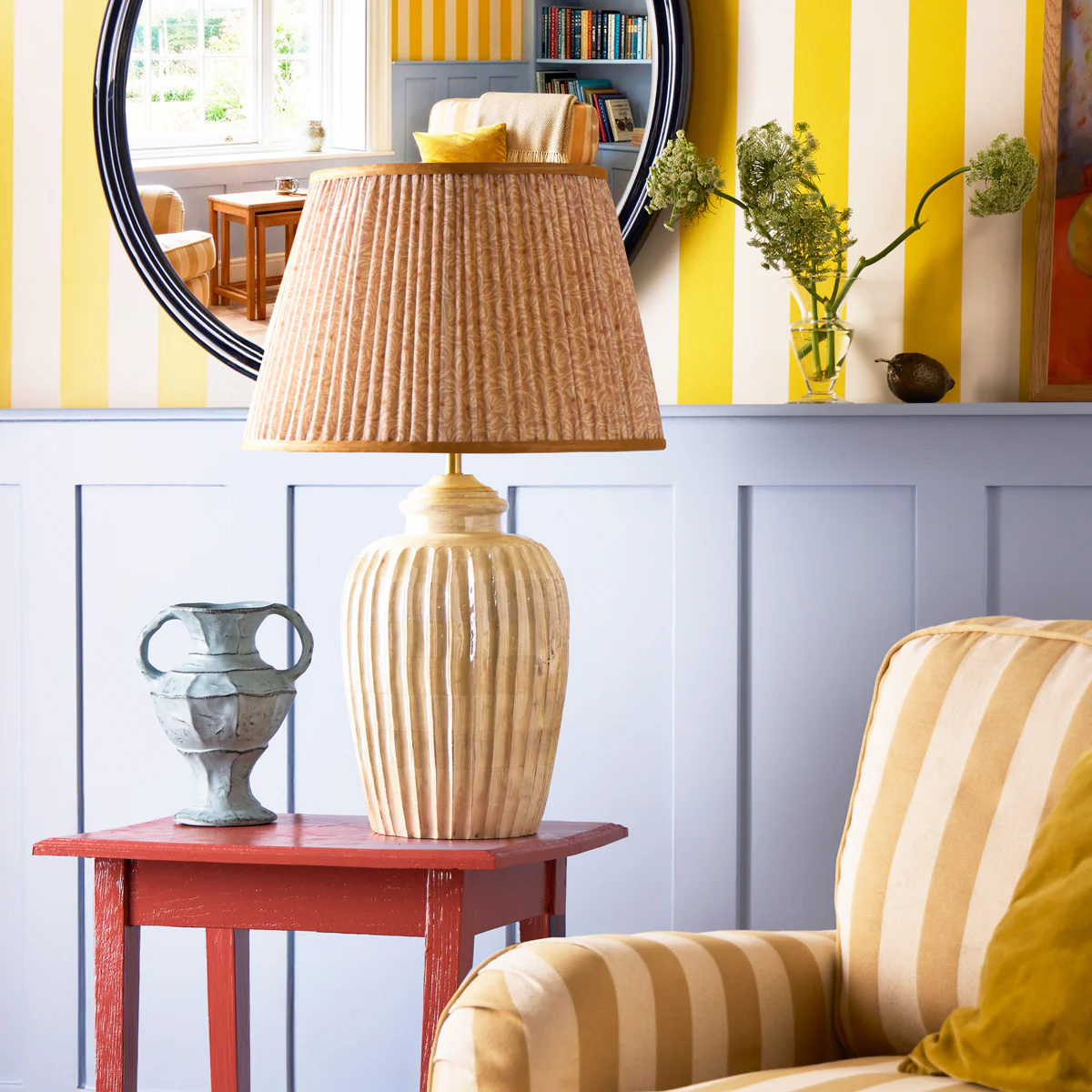 40cm Straight empire shade in dirty rose 'spriglee' linen by Ellen Merchant - Image 3