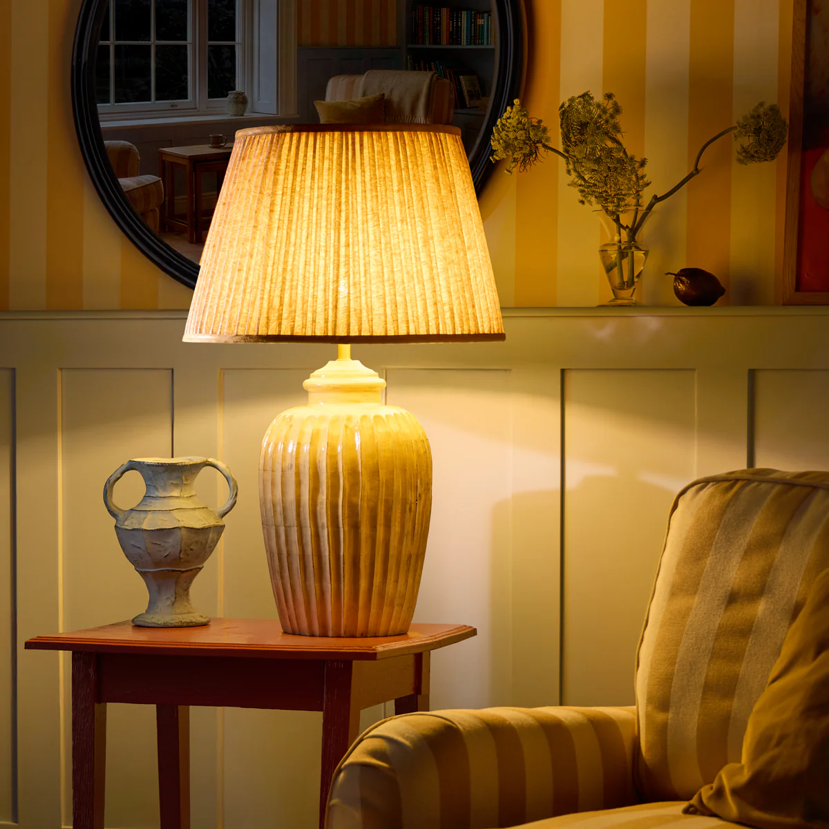 40cm Straight empire shade in dirty rose 'spriglee' linen by Ellen Merchant - Image 4