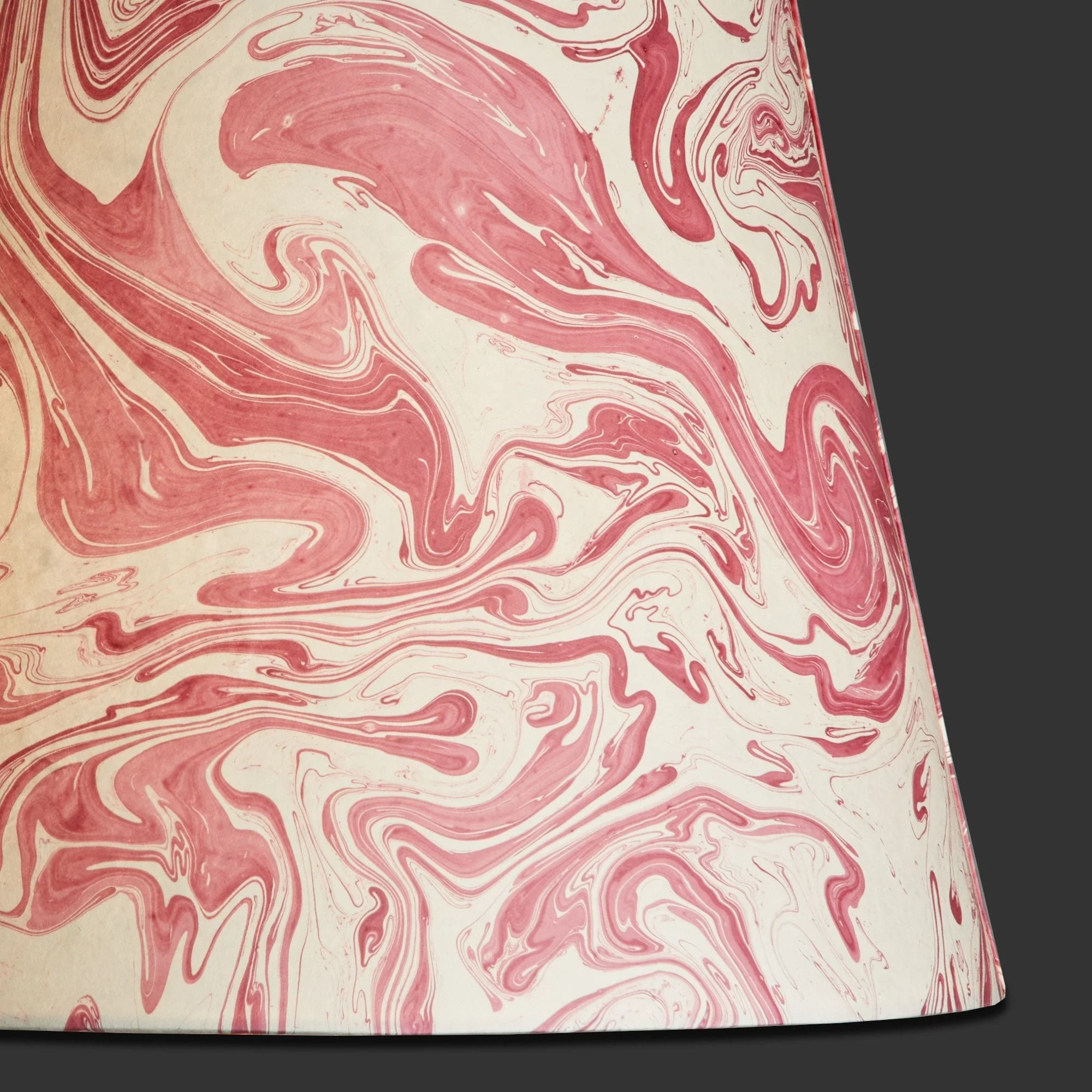 40cm straight empire shade in hand made marbled paper in red tanaro - Image 2