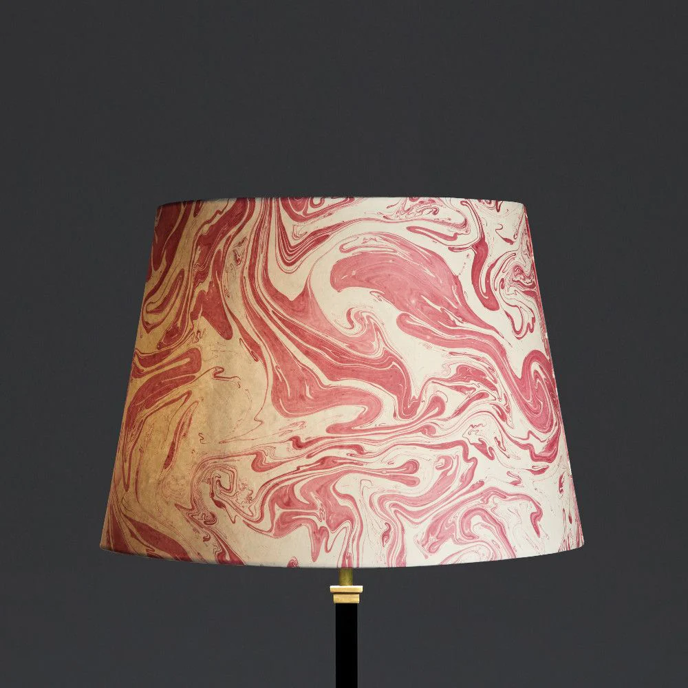 40cm straight empire shade in hand made marbled paper in red tanaro - Image 4