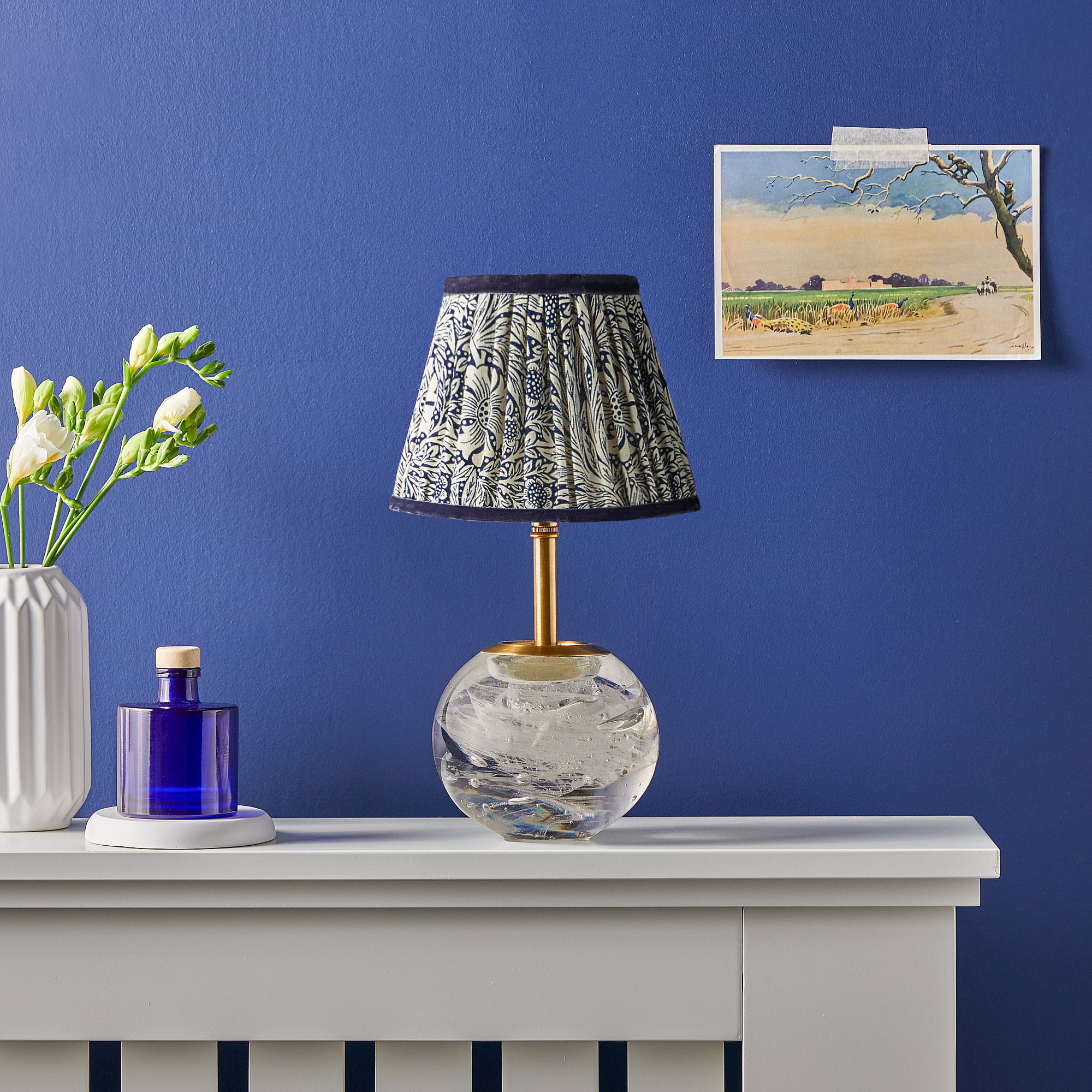 40cm straight empire shade in indigo Marigold linen by Morris & Co. - Image 5