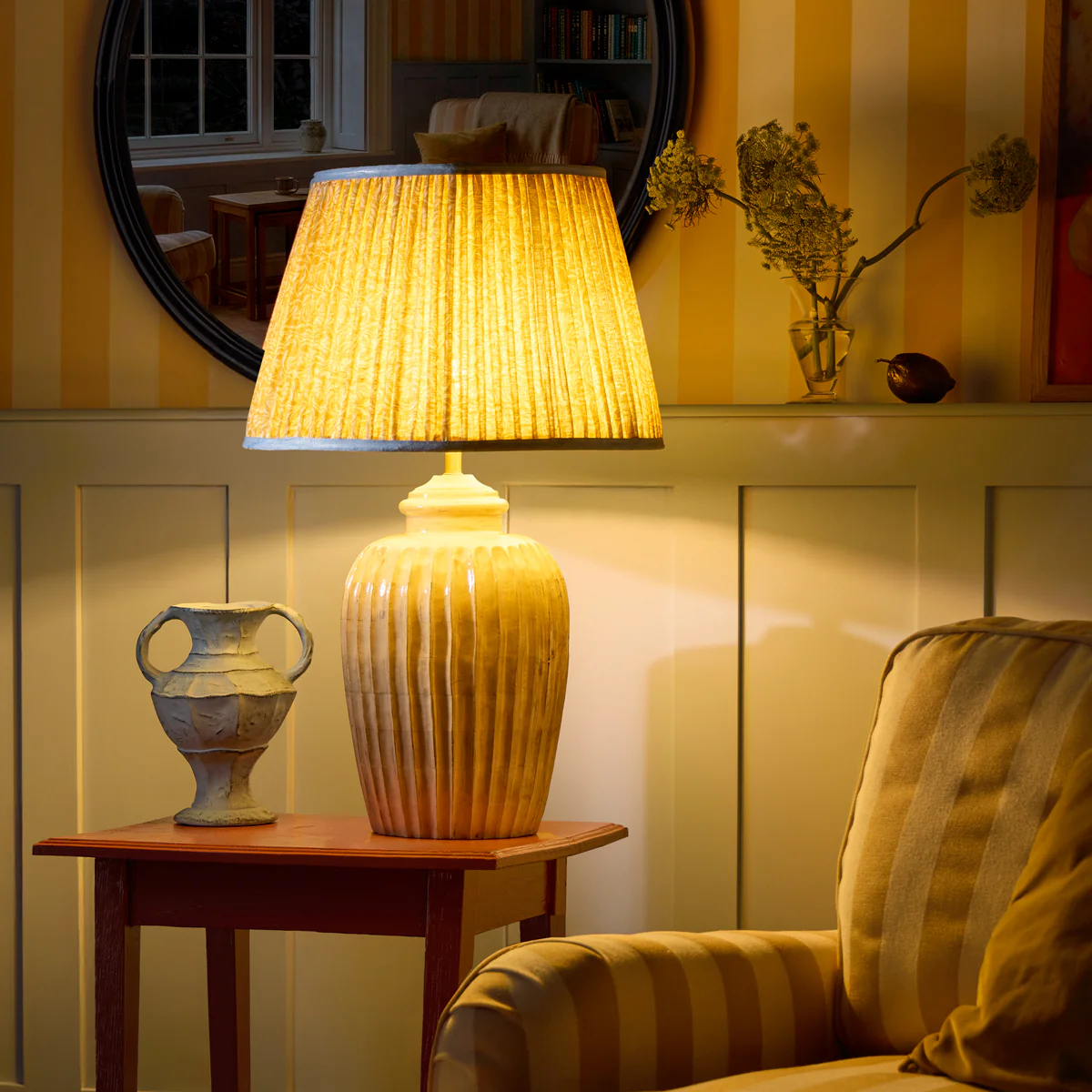 40cm Straight empire shade in jaggery 'spriglee' linen by Ellen Merchant - Image 4