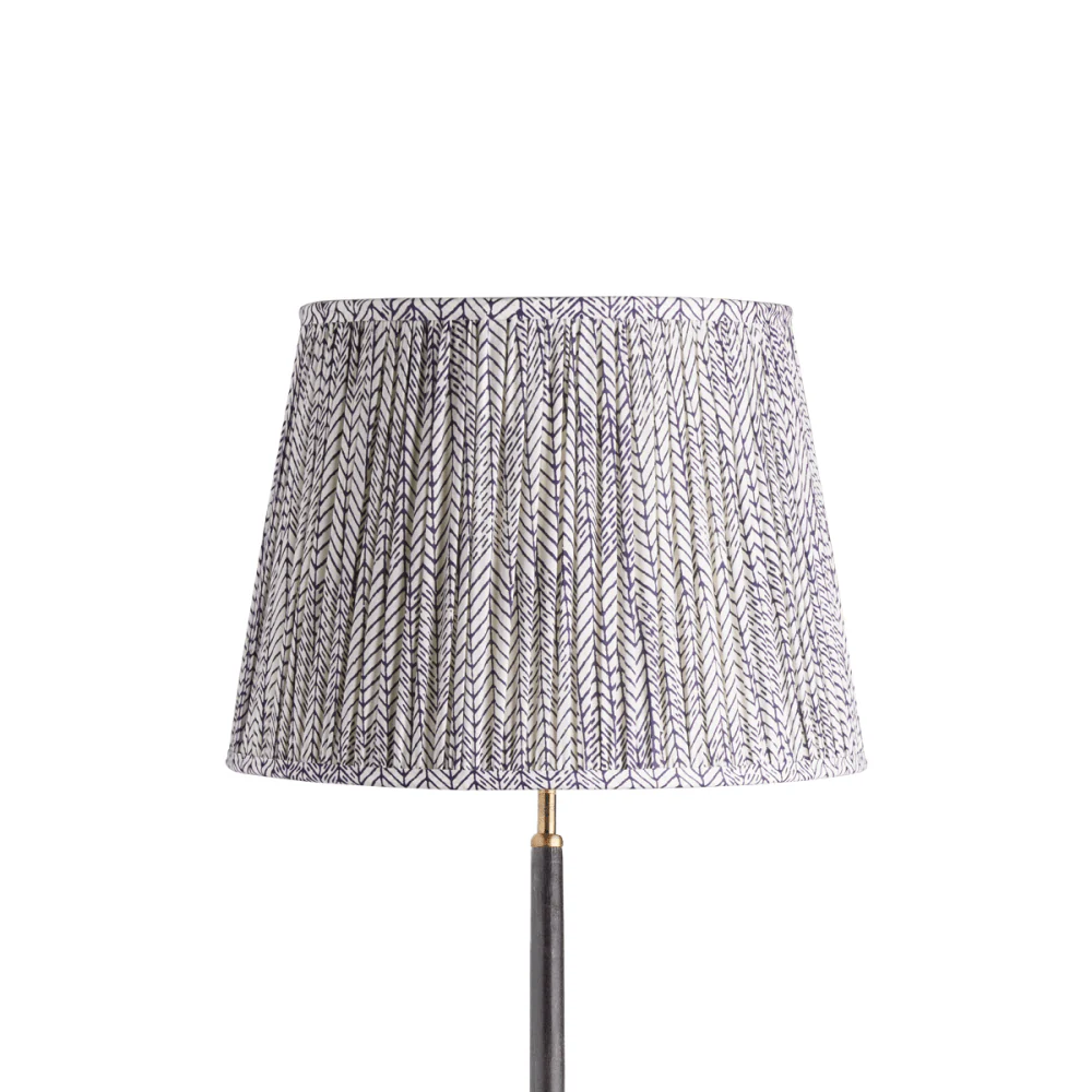 40cm straight empire shade in navy & white wonky chev block printed cotton