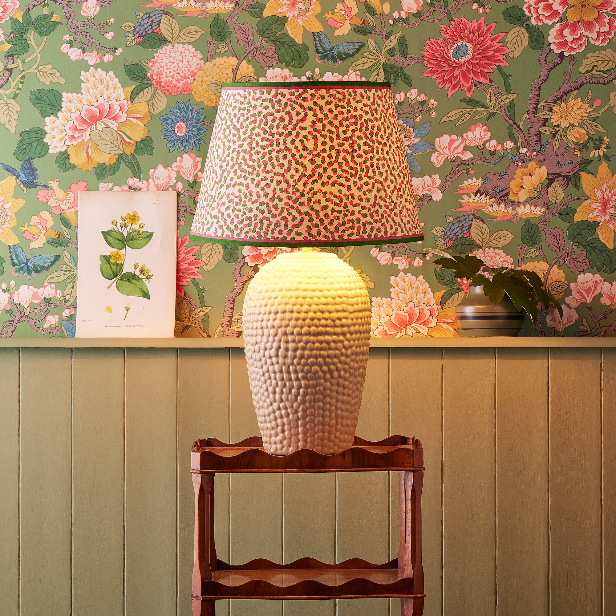 40cm straight empire shade in pink and green Polka Dot paper by GP & J Baker - Image 6