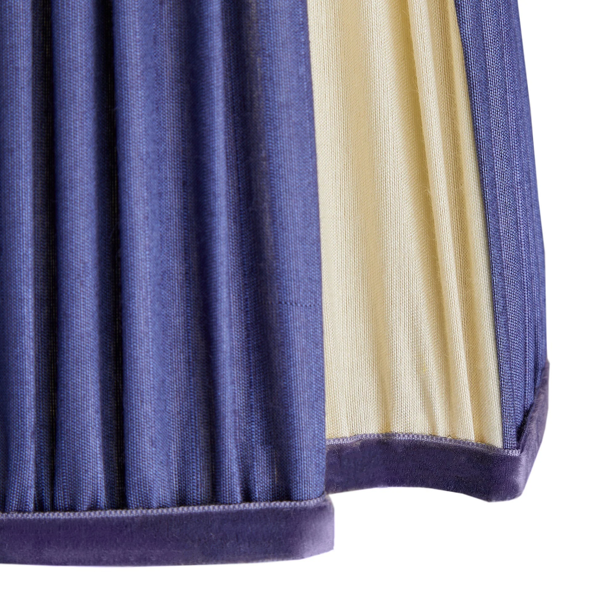 45cm fluted fancy shade in cobalt and cream silk with velvet tape - Image 2