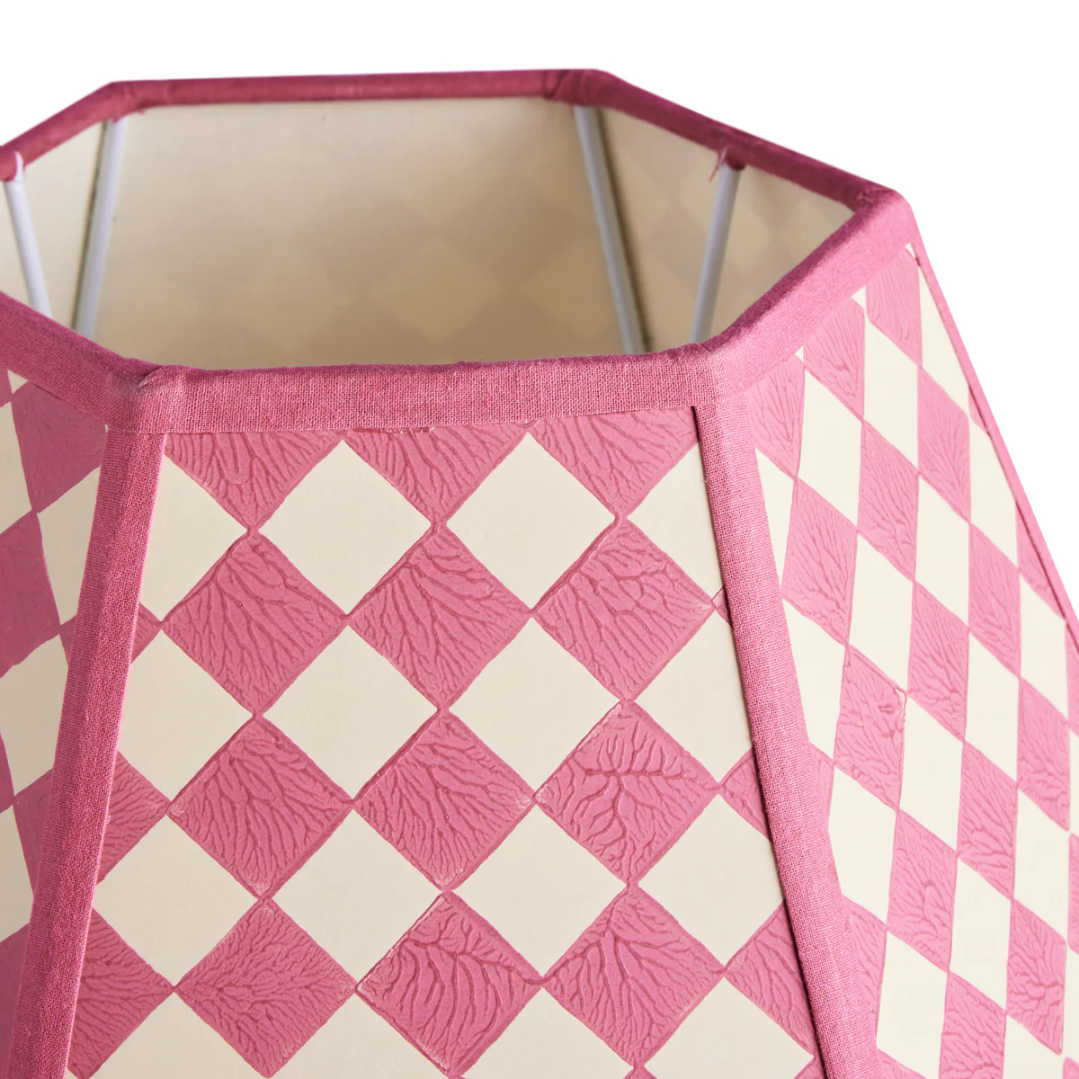 45cm Milford check hexagon shade in raspberry - Image 4