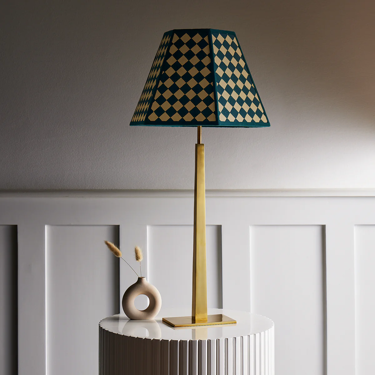 45cm Milford check hexagon shade in seafoam - Image 5