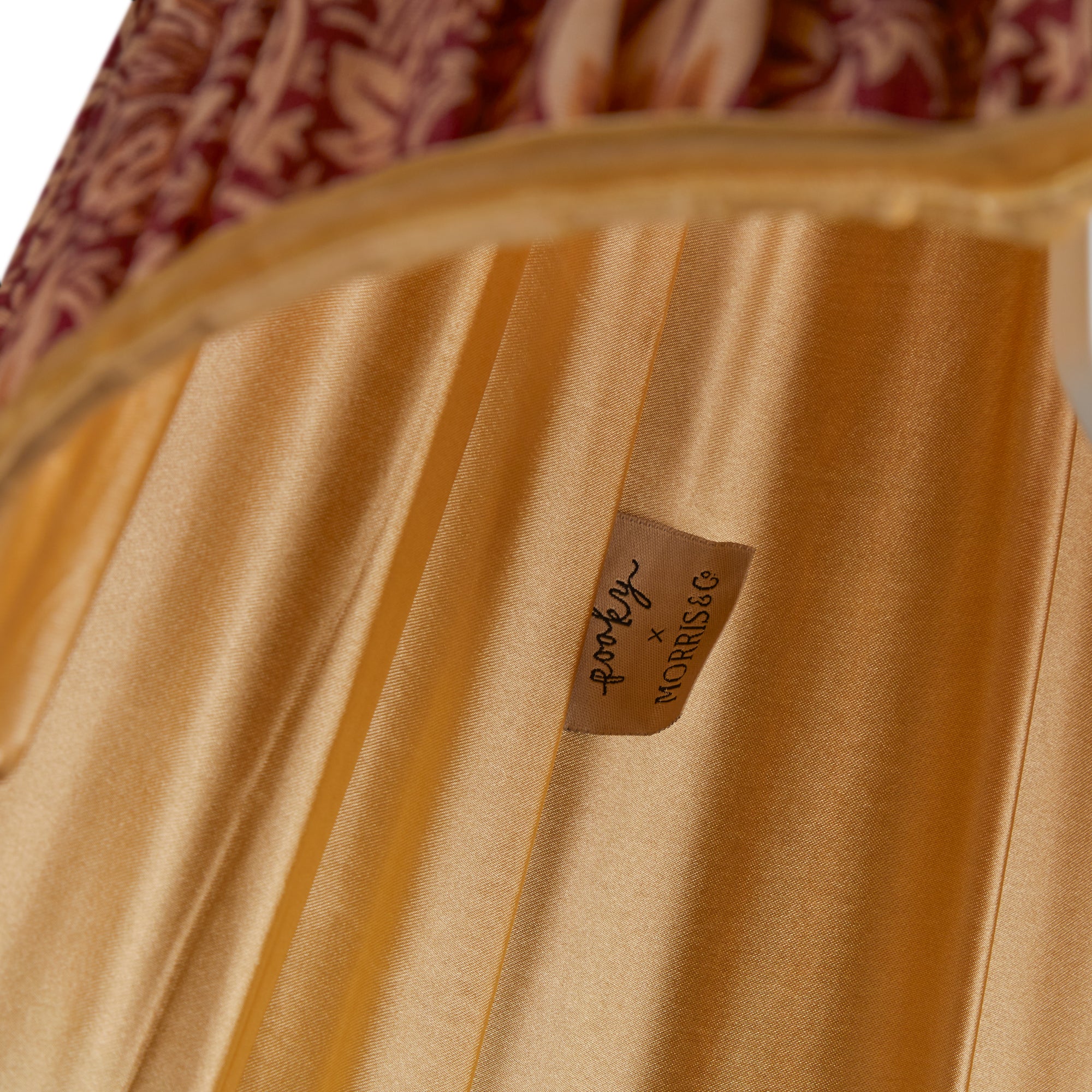 45cm scalloped straight empire shade in claret & gold silk Snakeshead by Morris & Co. - Image 4