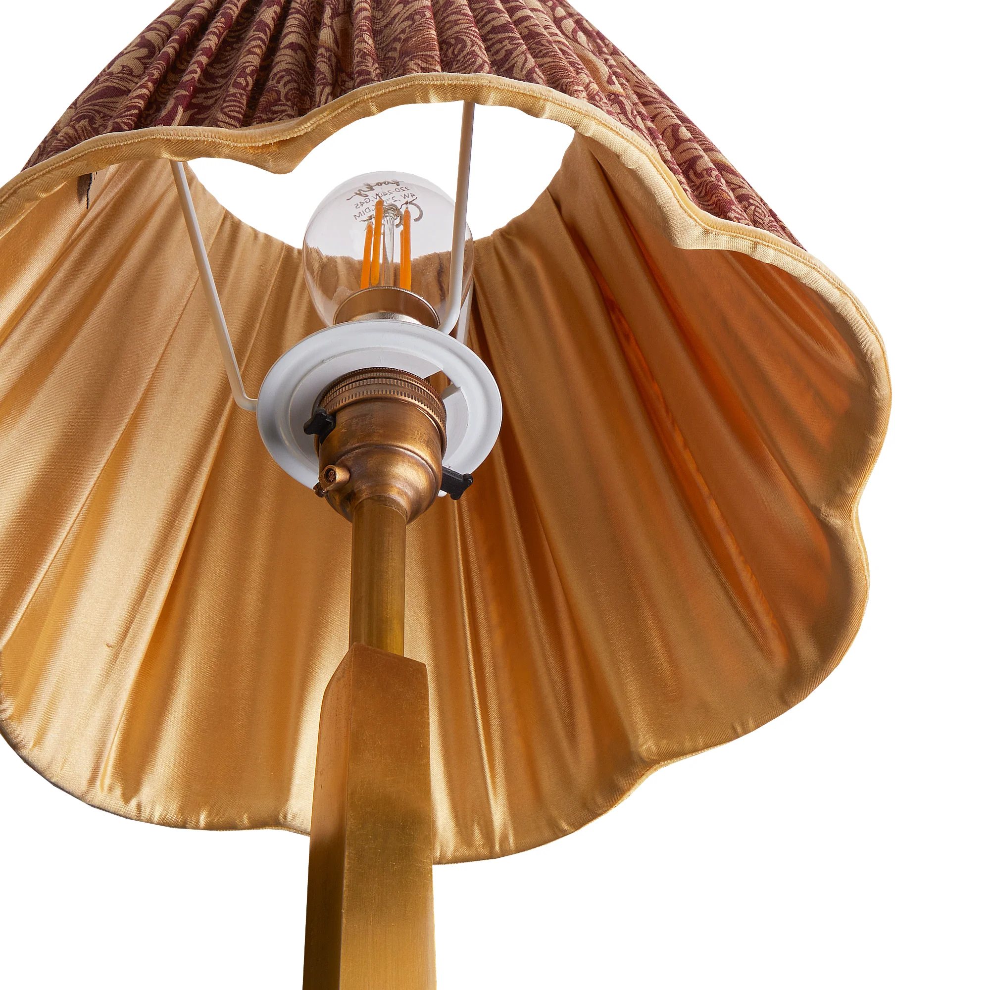 45cm scalloped straight empire shade in claret & gold silk Snakeshead by Morris & Co. - Image 5