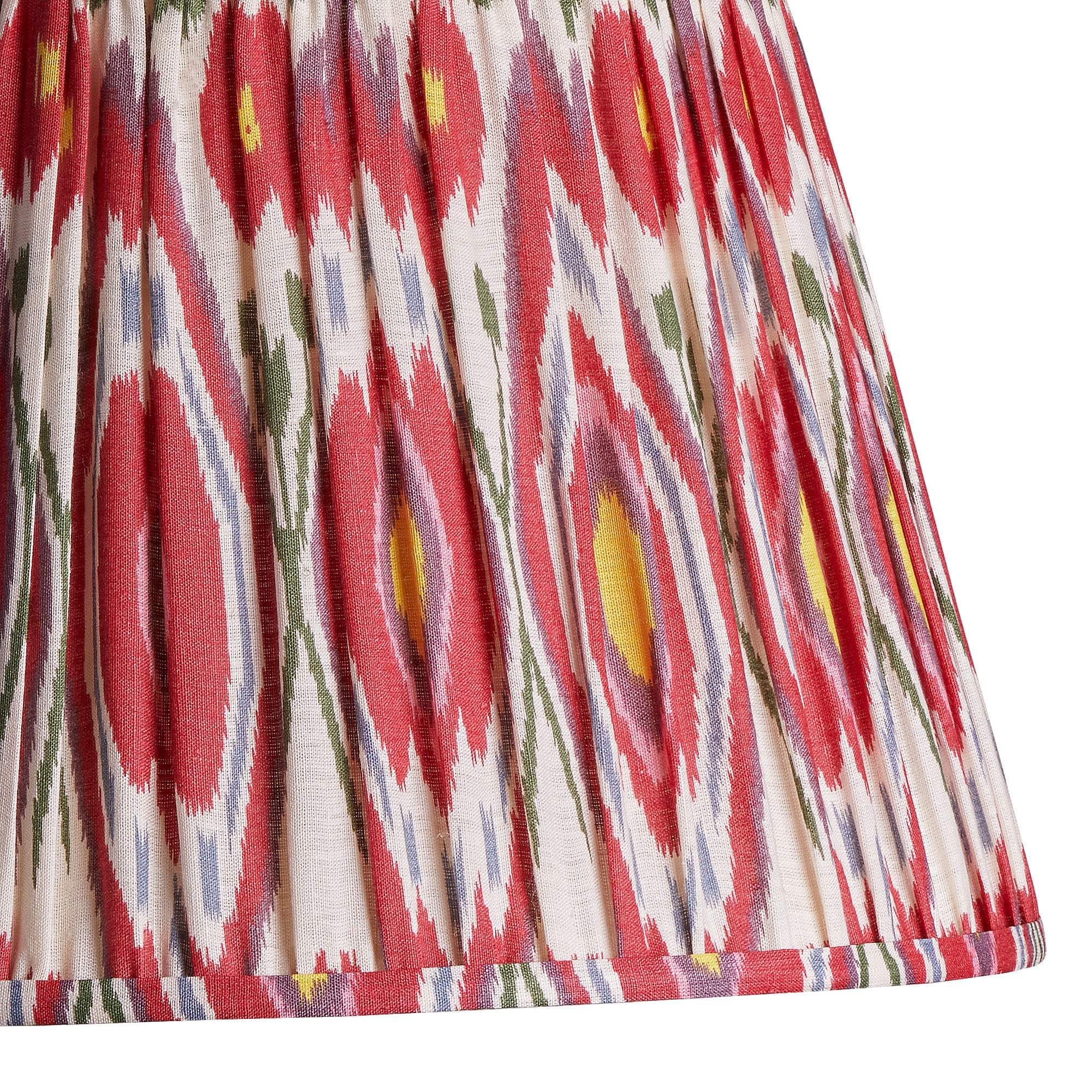 45cm straight empire gathered lampshade in heraldic printed linen ikat - Image 3