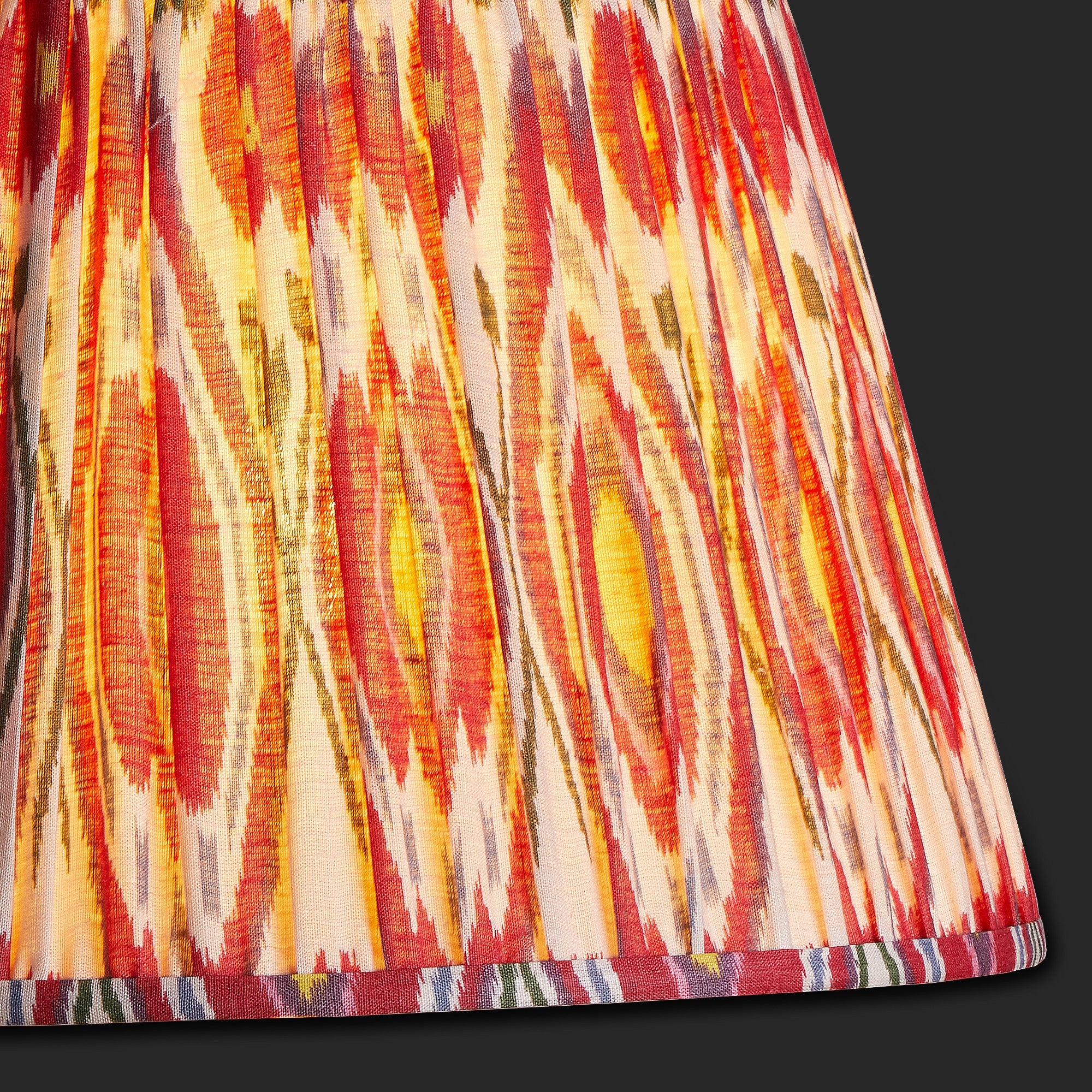 45cm straight empire gathered lampshade in heraldic printed linen ikat - Image 4
