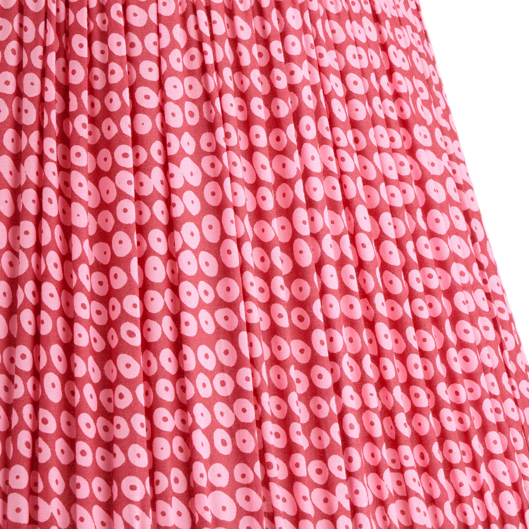 45cm straight empire gathered lampshade in pink block printed cotton