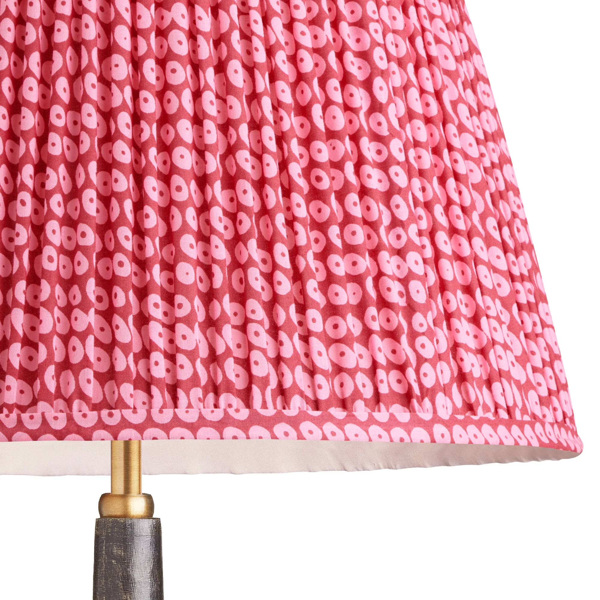 45cm straight empire gathered lampshade in pink block printed cotton - Image 2