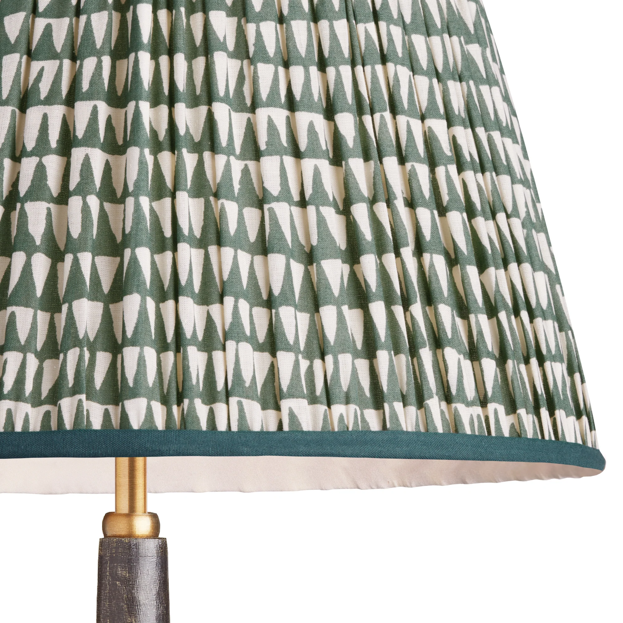 45cm straight empire gathered lampshade in teal savannah block printed cotton - Image 2