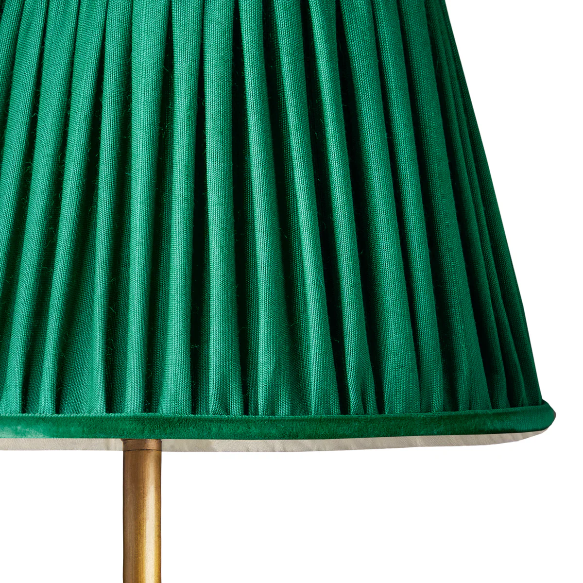 45cm straight empire shade in Emerald silk with velvet tape - Image 2