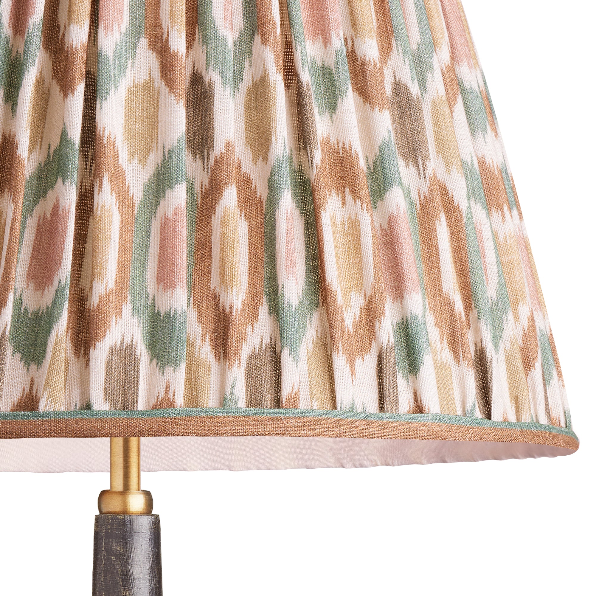 45cm straight empire shade in teal and brown Small Ikat Spot linen by GP & J Baker - Image 2