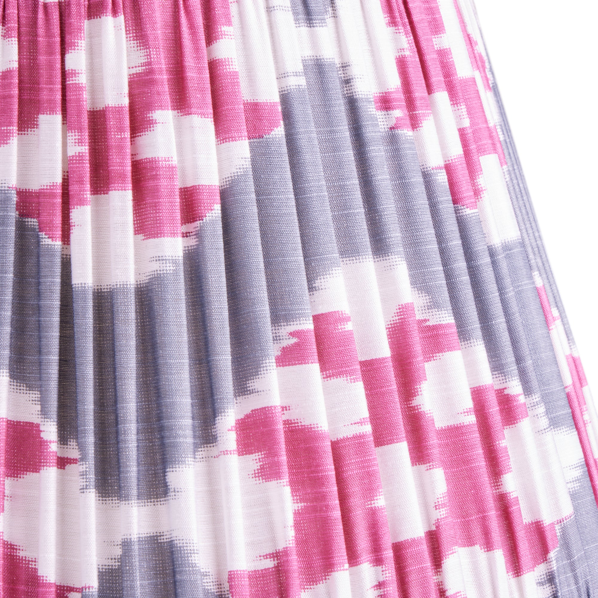 45cm straight empire silk ikat shade in pink and pewter Darjee