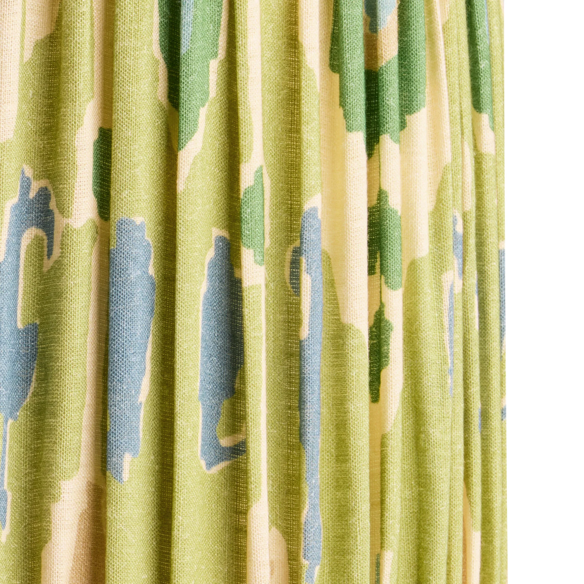 45cm tapered drum shade with adjustable gimbal in green blue Bokhara gathered linen by GP & J Baker