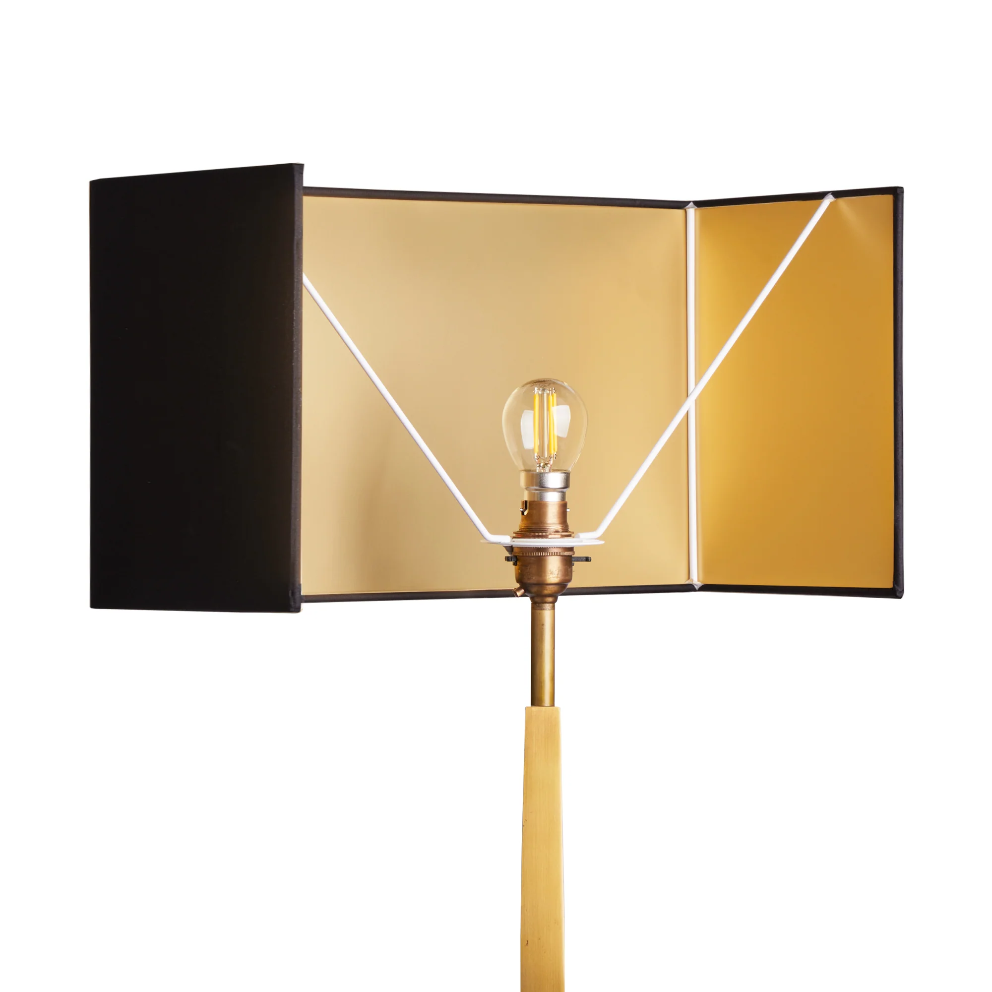 46cm rectangular half lampshade in raven dupion silk with gold interior - Image 3
