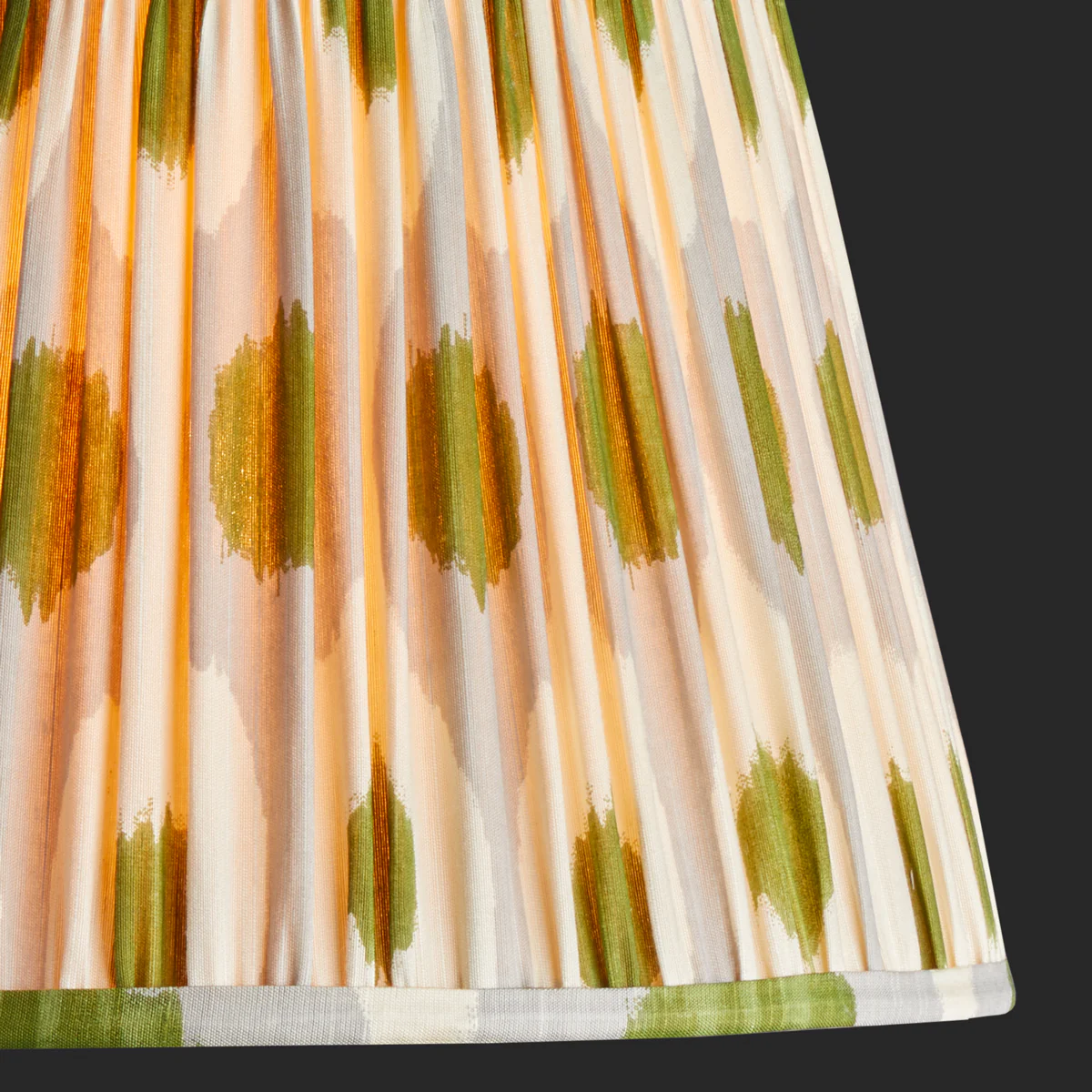 50cm straight empire egg & spoon silk ikat shade with carrier in grey green - Image 2