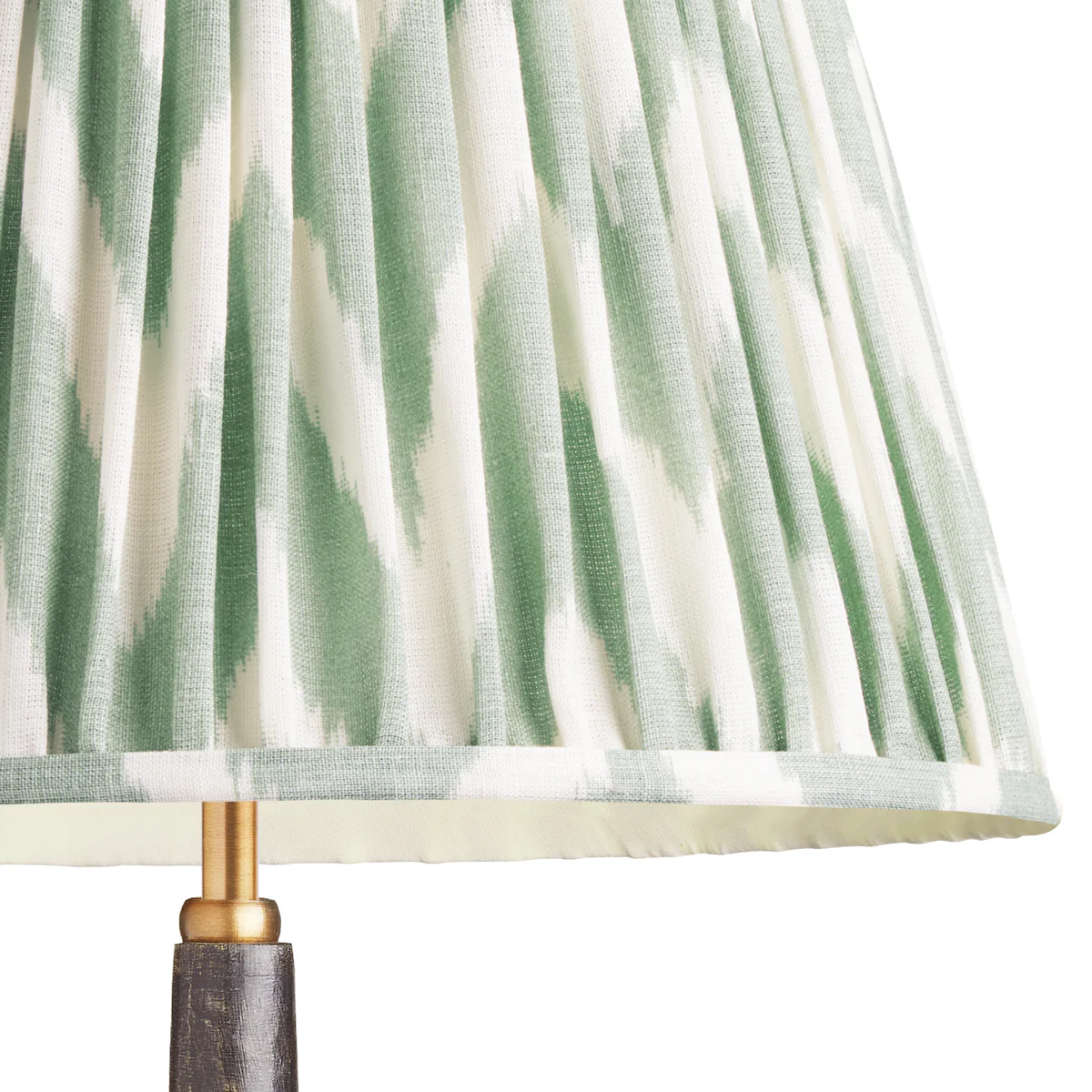 50cm straight empire printed linen ikat shade with carrier in eau-de-nil zig-zag - Image 2