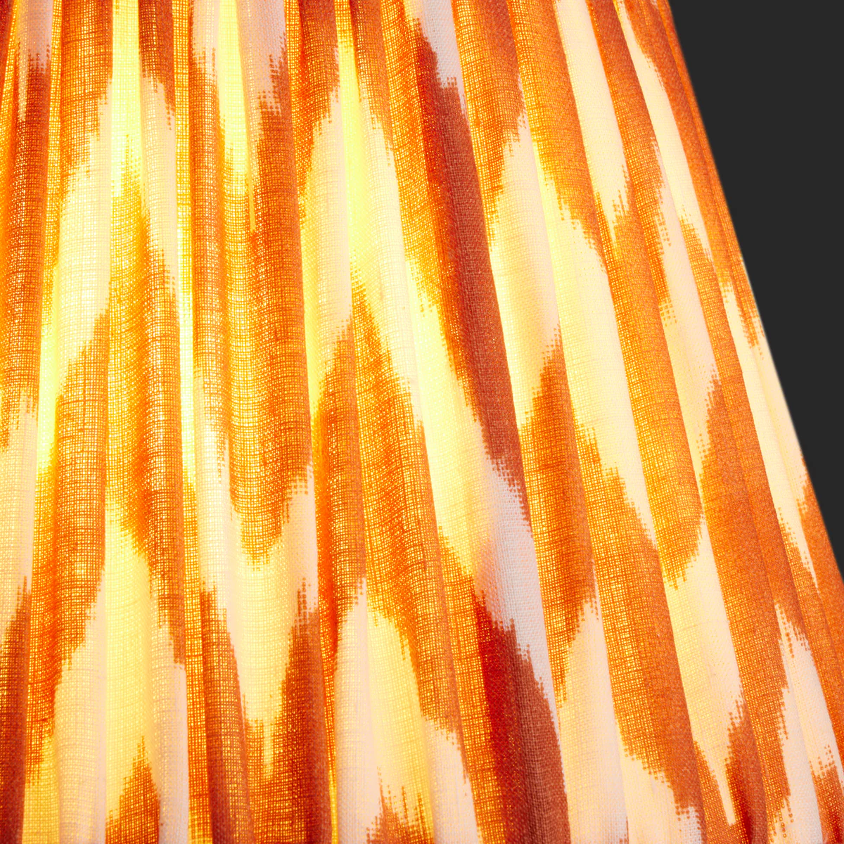 50cm straight empire printed linen ikat shade with carrier in orange zig-zag - Image 3