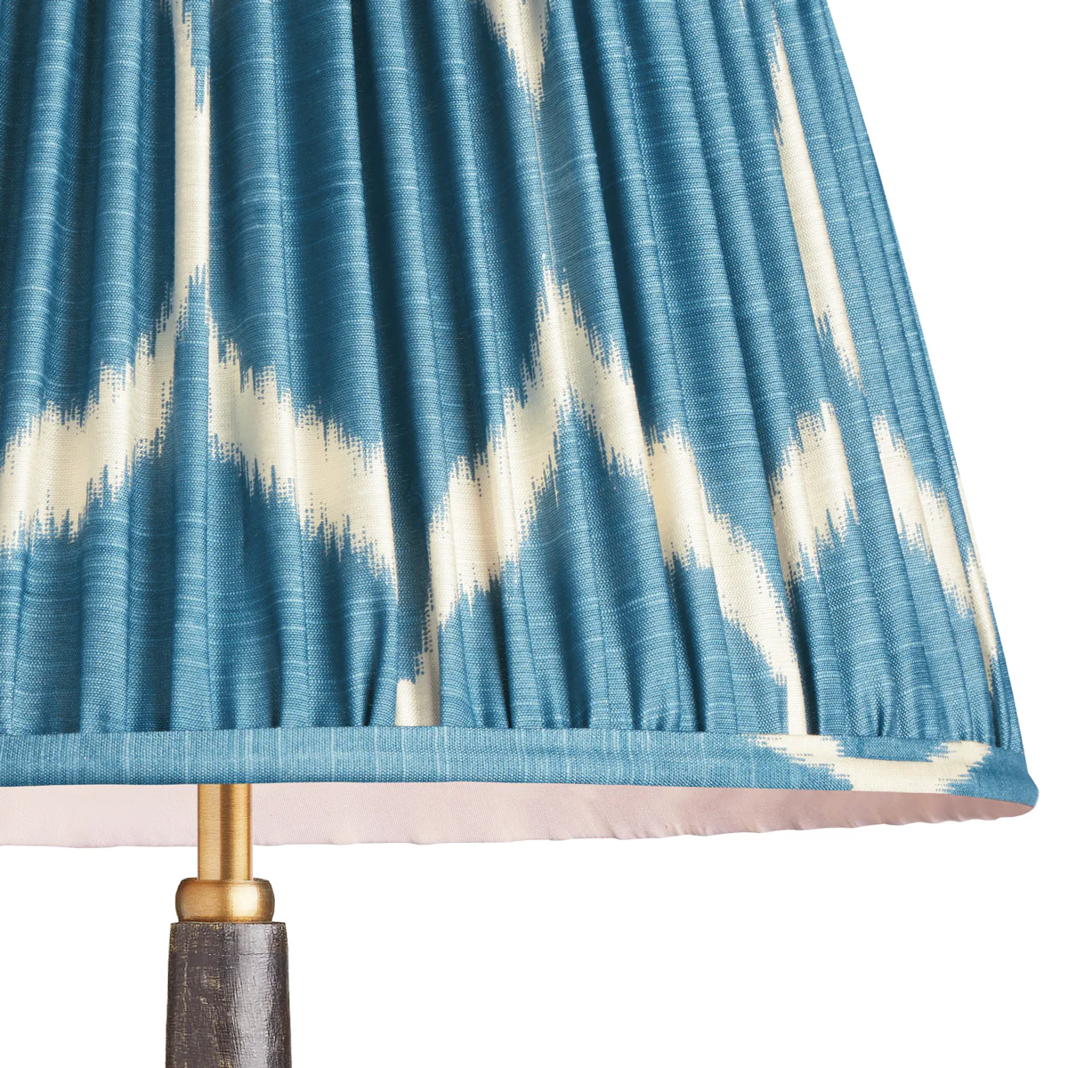 50cm straight empire printed silk ikat shade with carrier in Turkish blue Yoda - Image 2