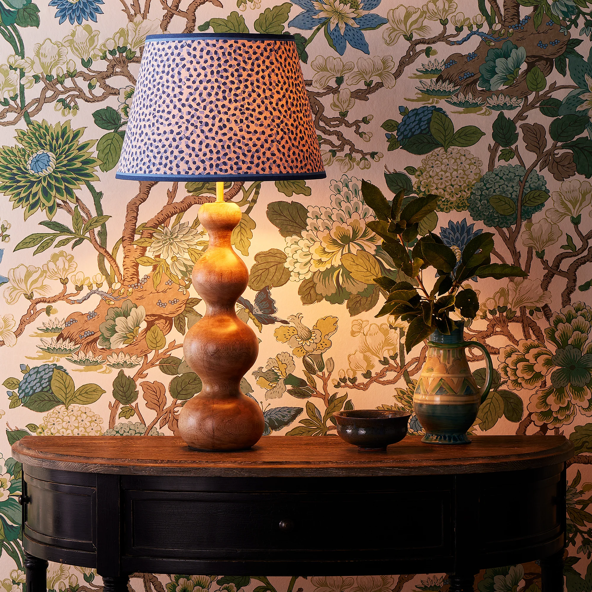 50cm straight empire shade in blue and indigo Polka Dot paper by GP & J Baker - Image 6