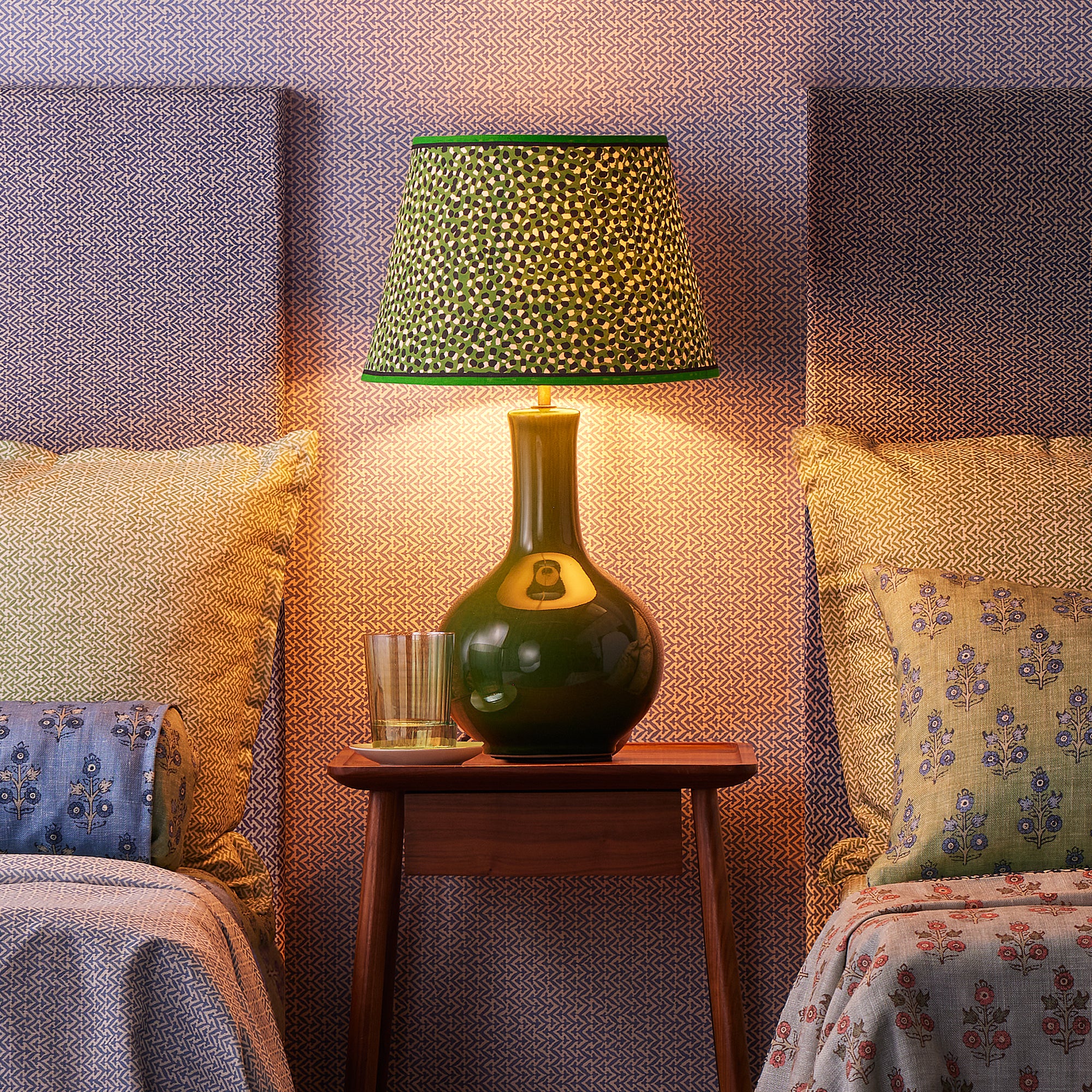 50cm straight empire shade in emerald, black and white Polka Dot paper by GP & J Baker - Image 6