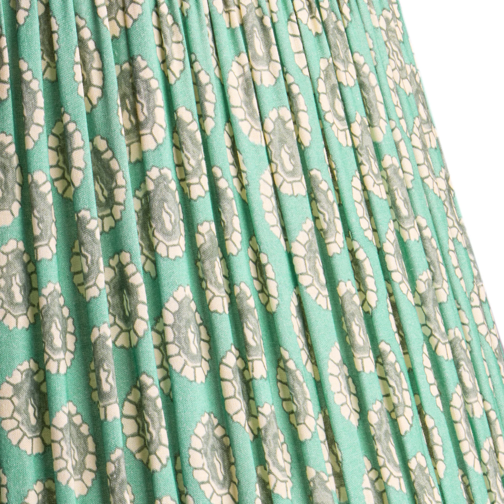 50cm straight empire shade with adjustable gimbal in aqua block printed Dotty gathered cotton by GP & J Baker