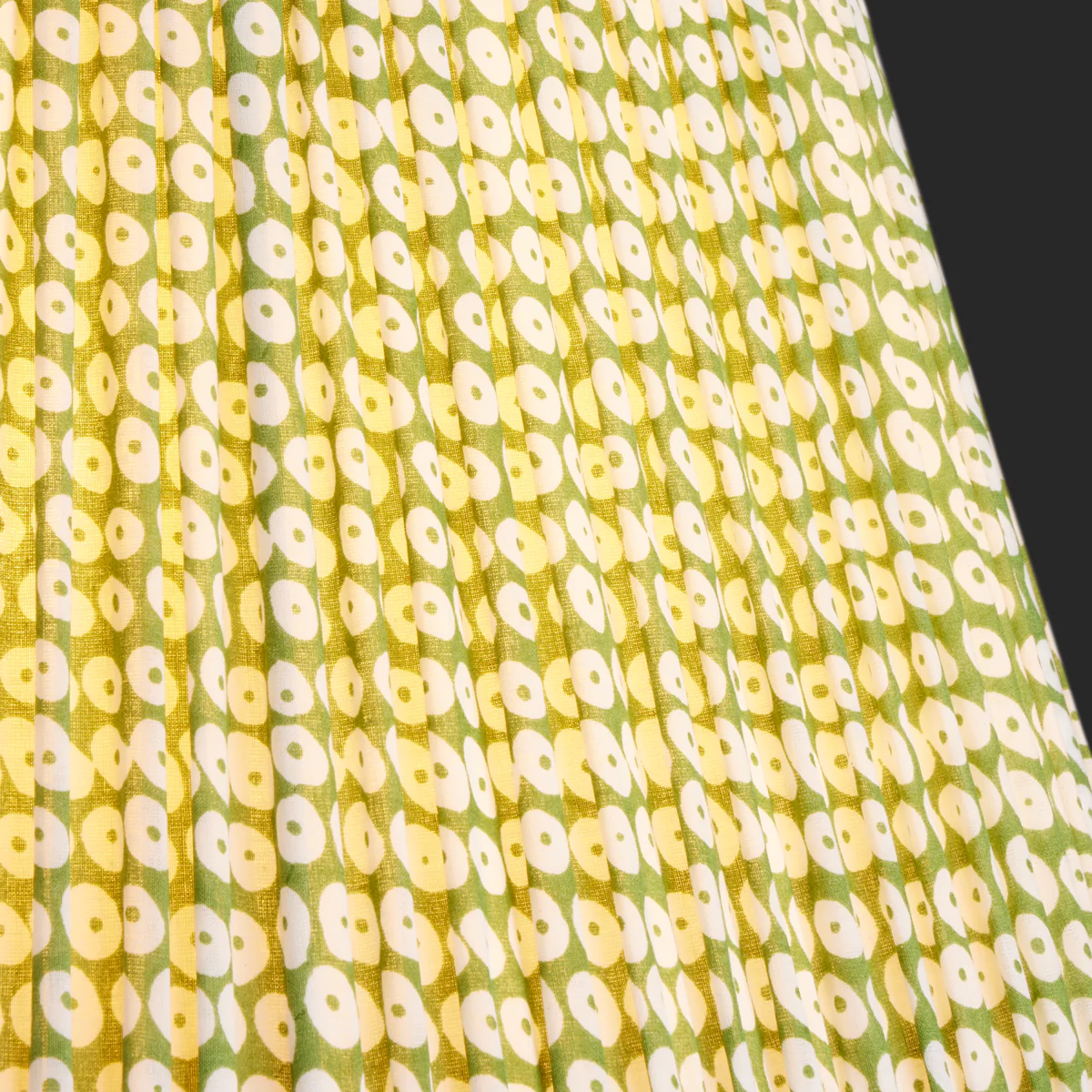 50cm straight empire shade with carrier in green block printed cotton - Image 3