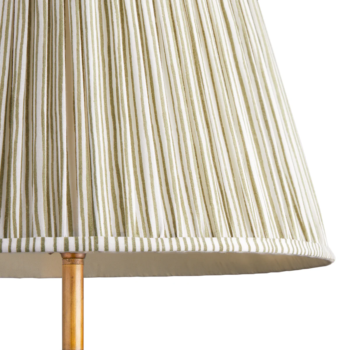 50cm straight empire shade with carrier in green candy stripe block printed cotton