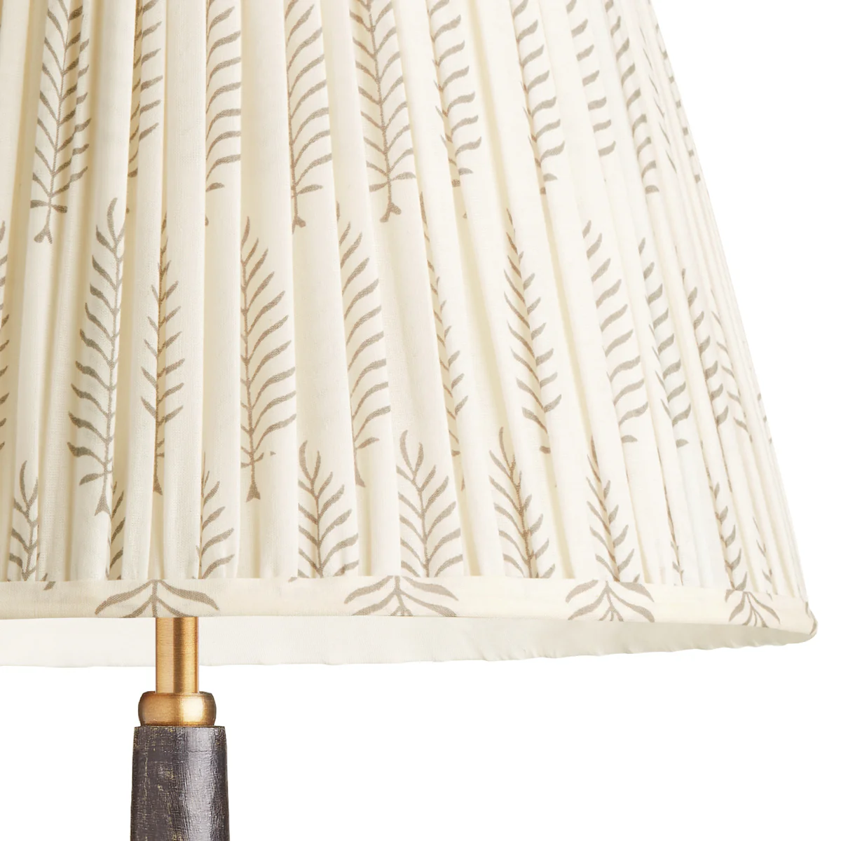 50cm straight empire shade with carrier in Grey Ferns block printed cotton - Image 2
