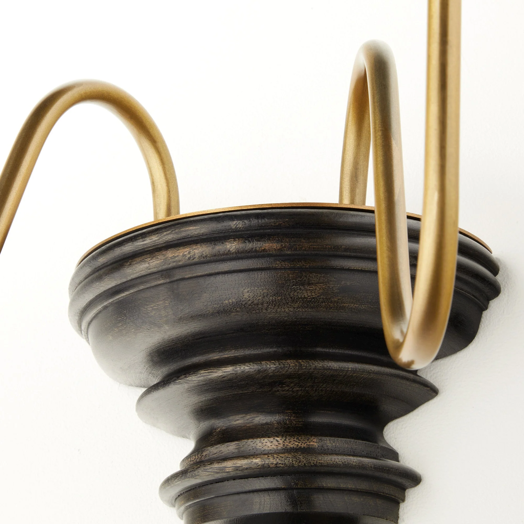 Anthea wall fitting in antique brass and black wood - Image 4