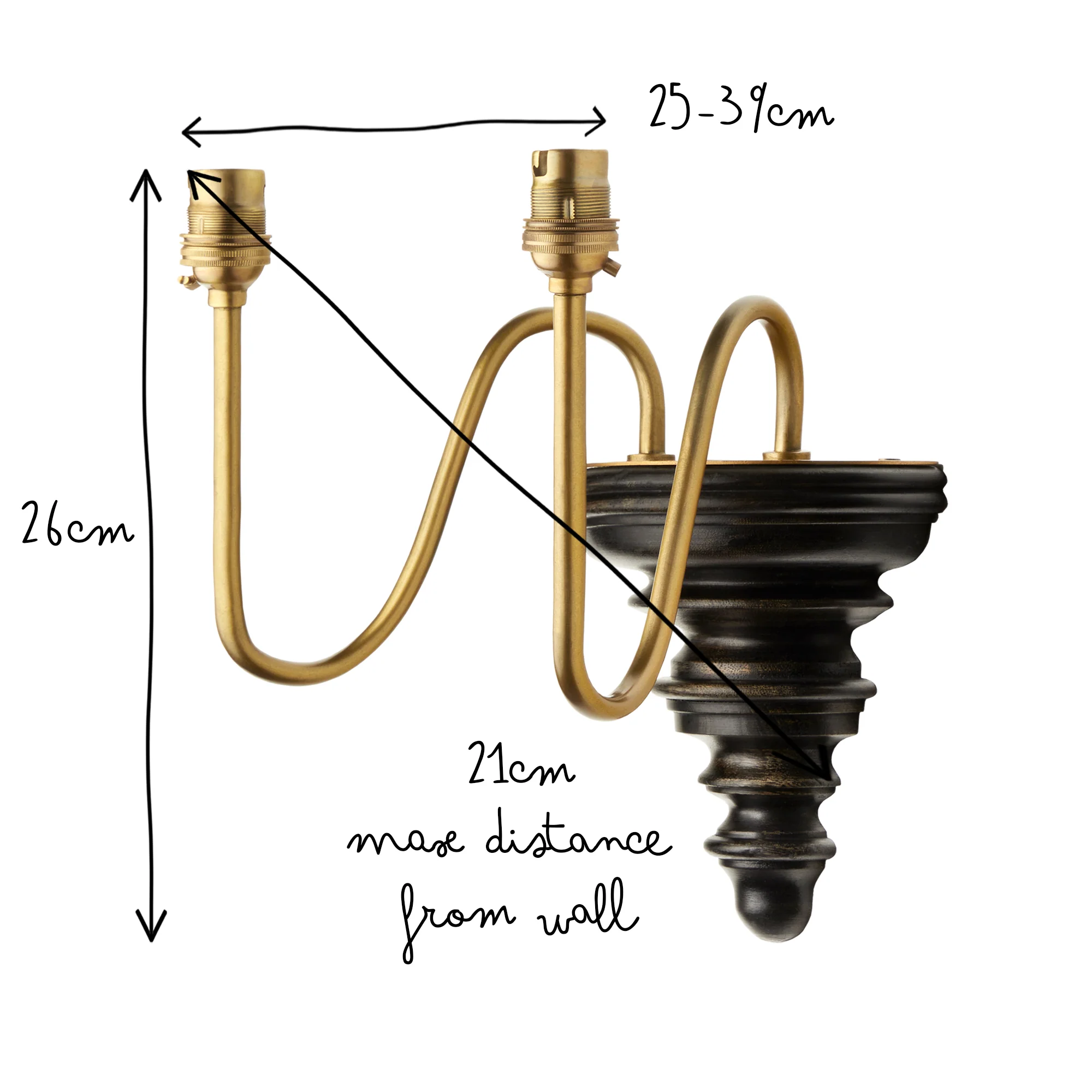 Anthea wall fitting in antique brass and black wood - Image 9